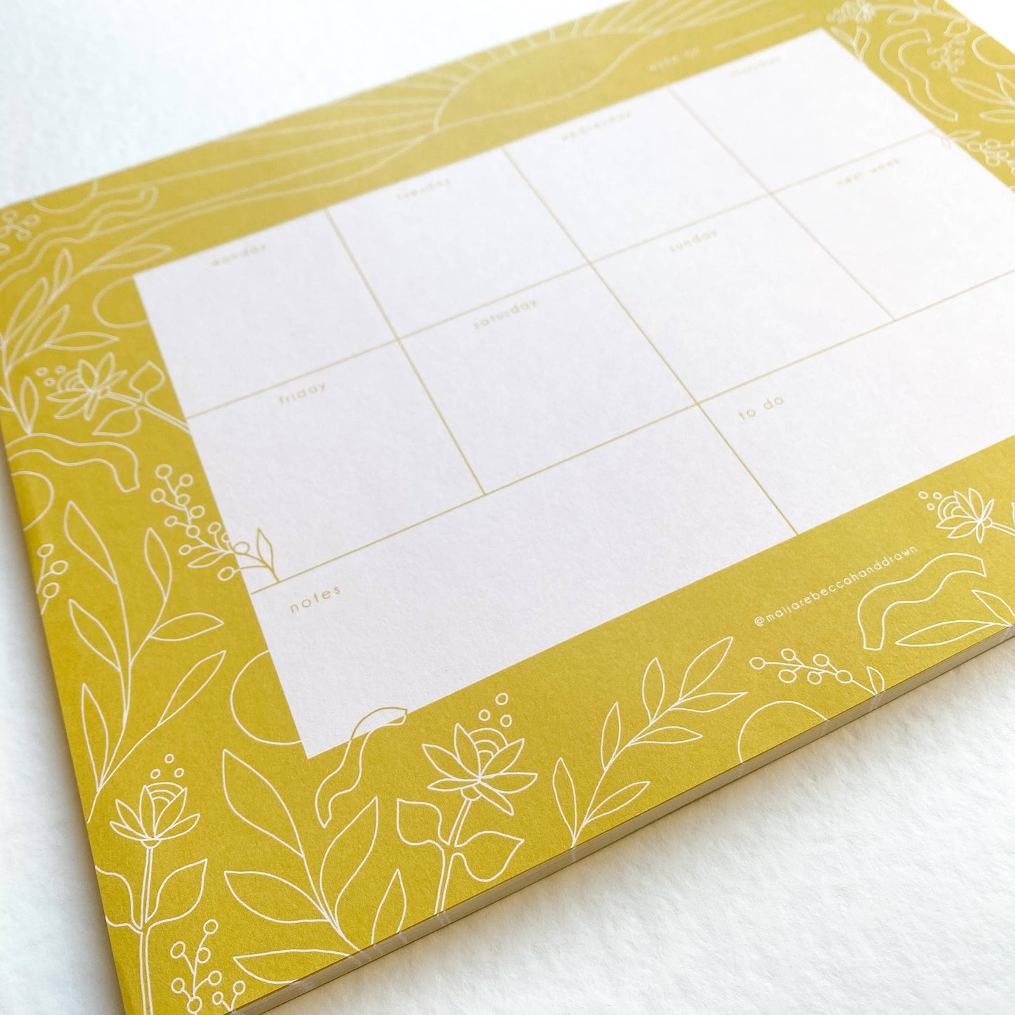 Maija Rebecca Handdrawn Golden Sun Weekly Planner Pad