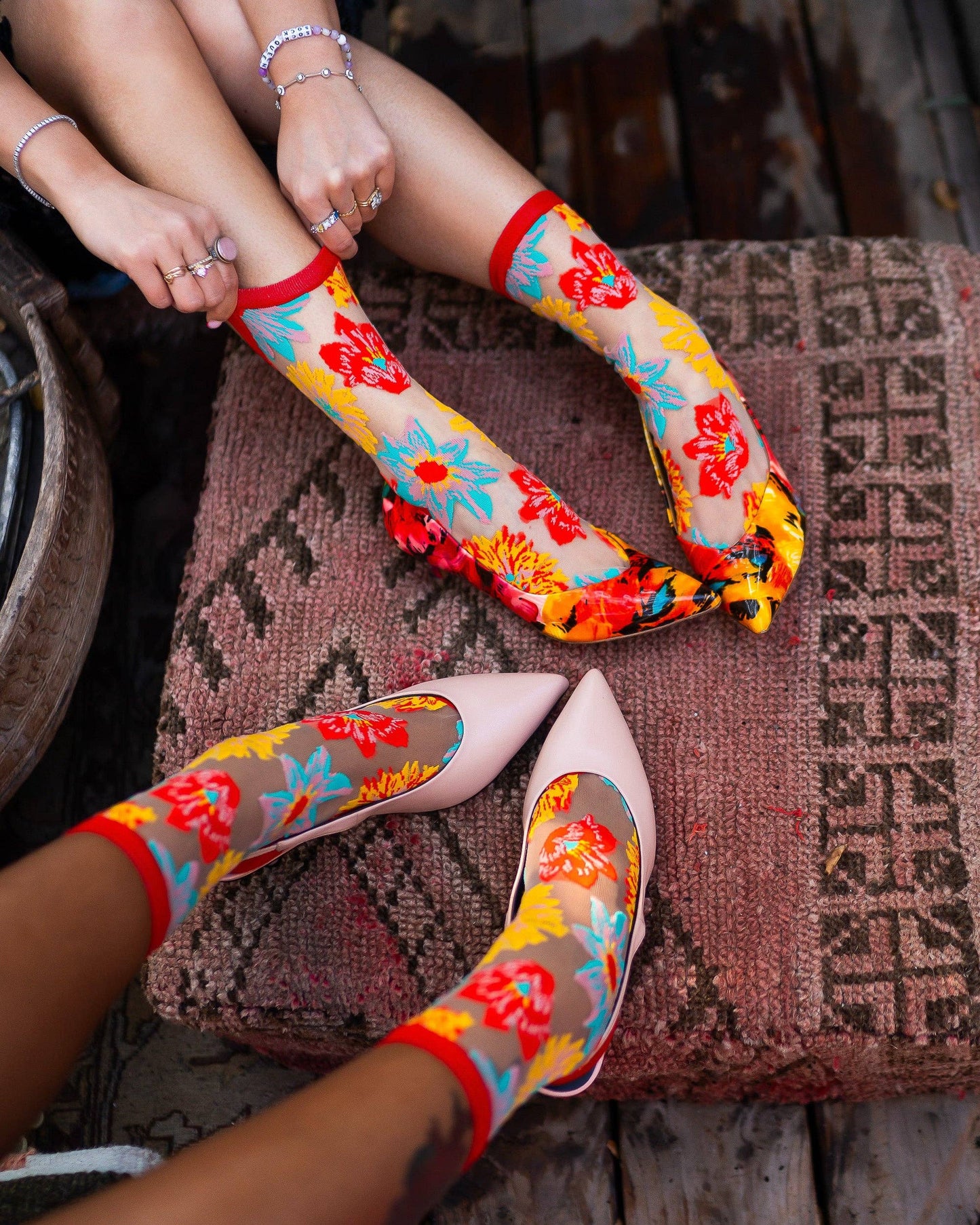 Sock Candy - Flower Power Sheer Crew Sock