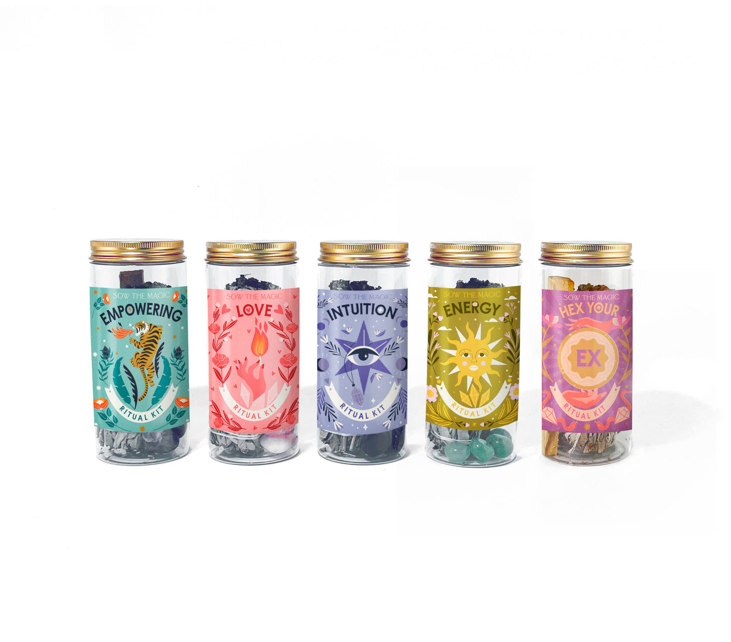 Sow the Magic Love Ritual Kit Jar with Rose Quartz, Palo Santo + Sage