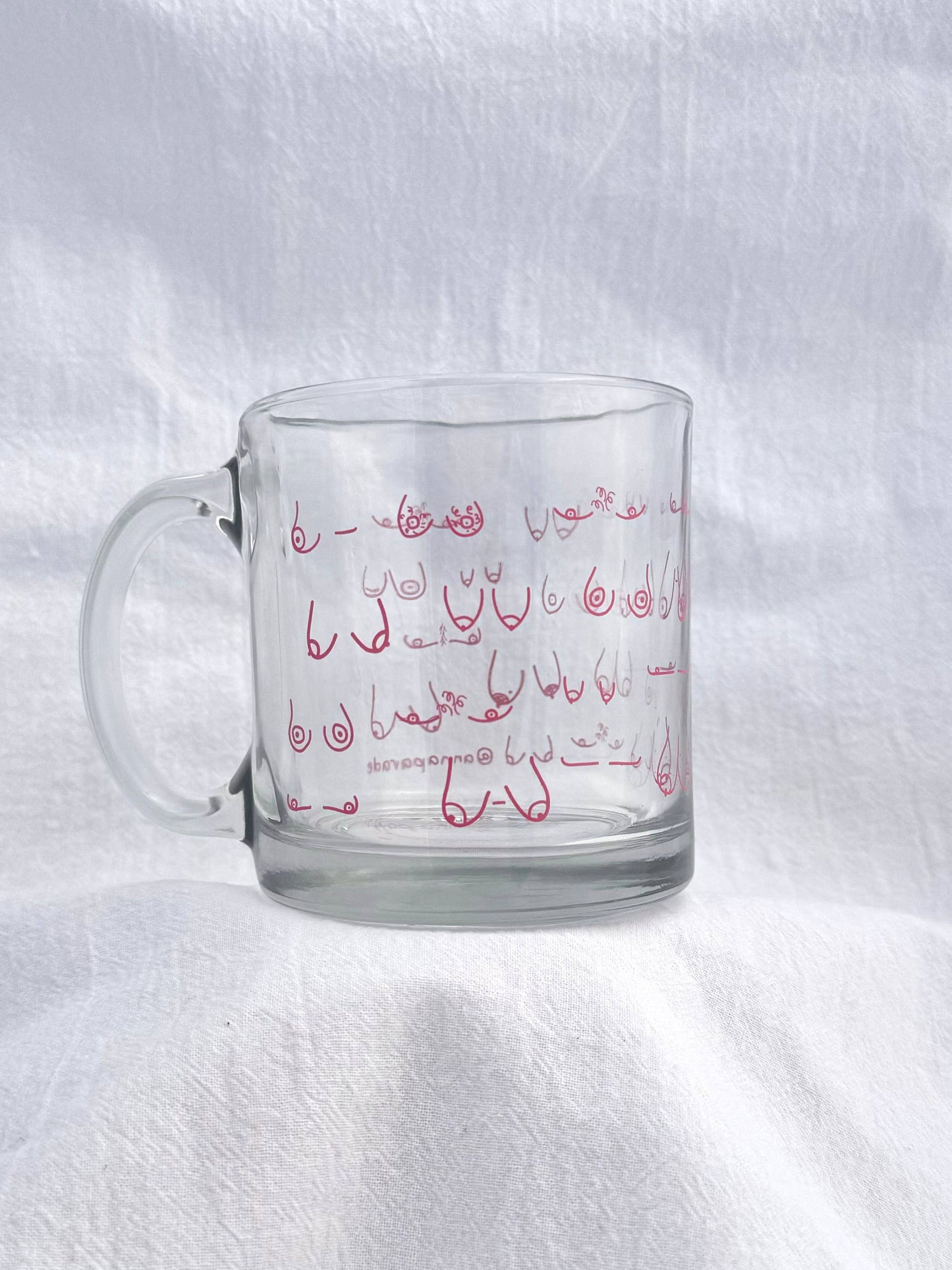 Tiddies! 15-ounce glass coffee or tea mug