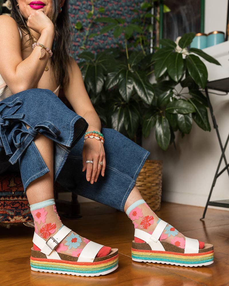 Sock Candy - Ribbon Roses Sheer Ankle Sock