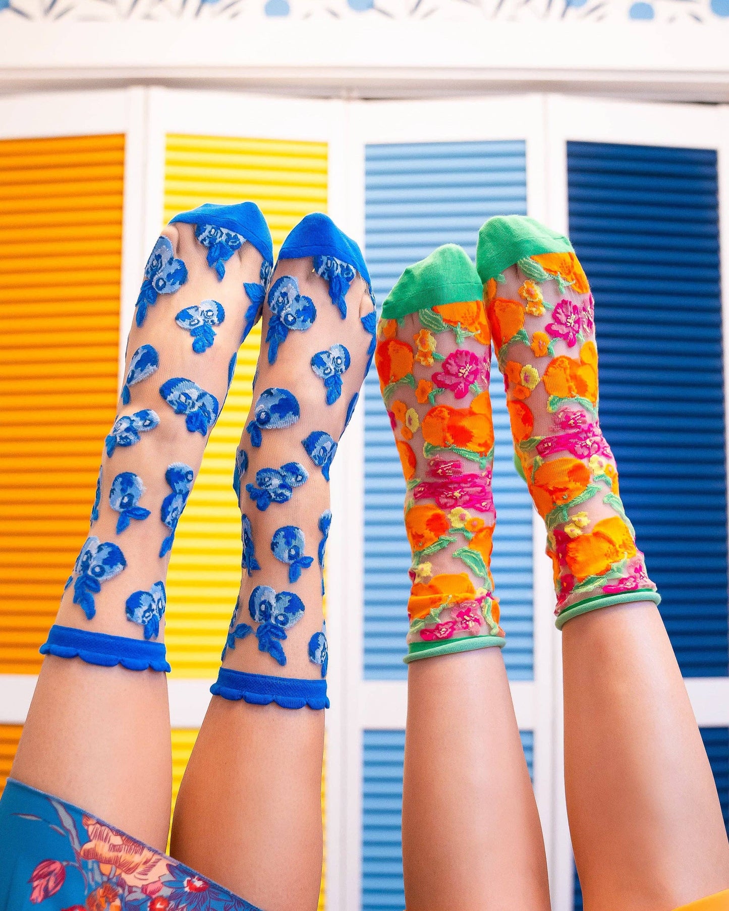 Sock Candy Blueberry Ruffle Sheer Crew Sock