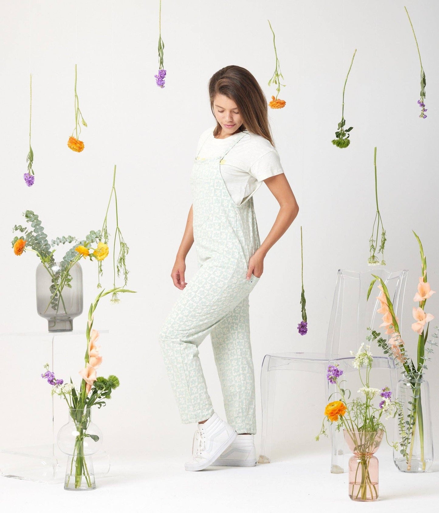 Rhythm Adjustable Overall: Retro Floral / 2XL