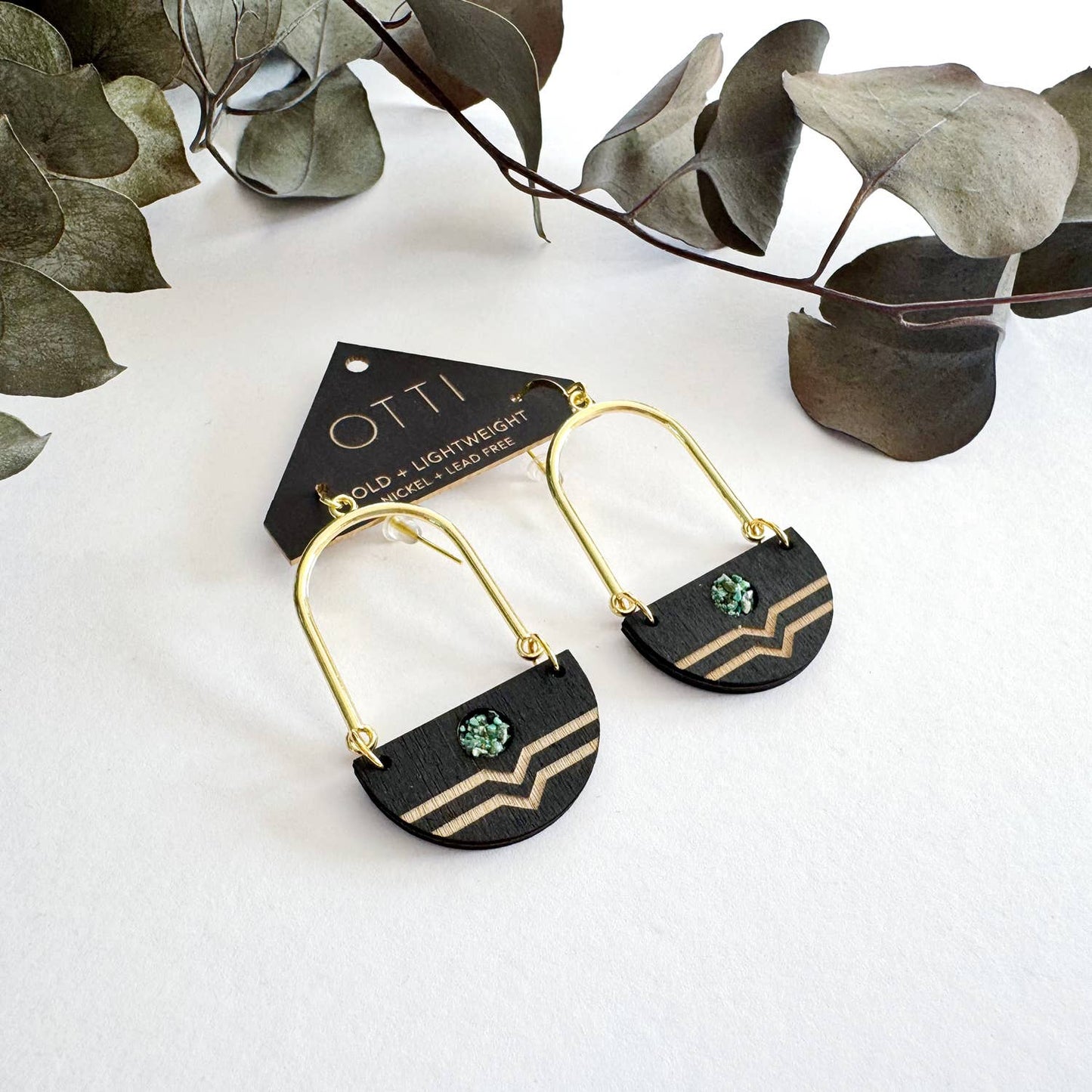OTTI - Turquoise Inlay DROP Earring: BIRCH