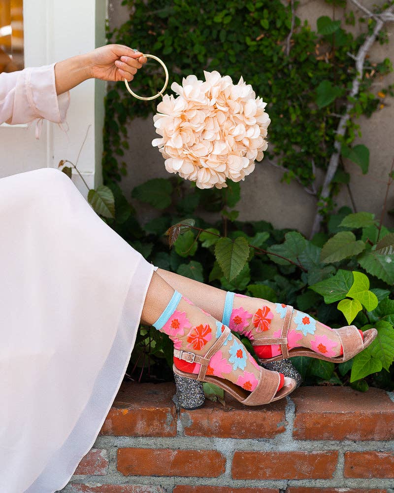 Sock Candy - Ribbon Roses Sheer Ankle Sock