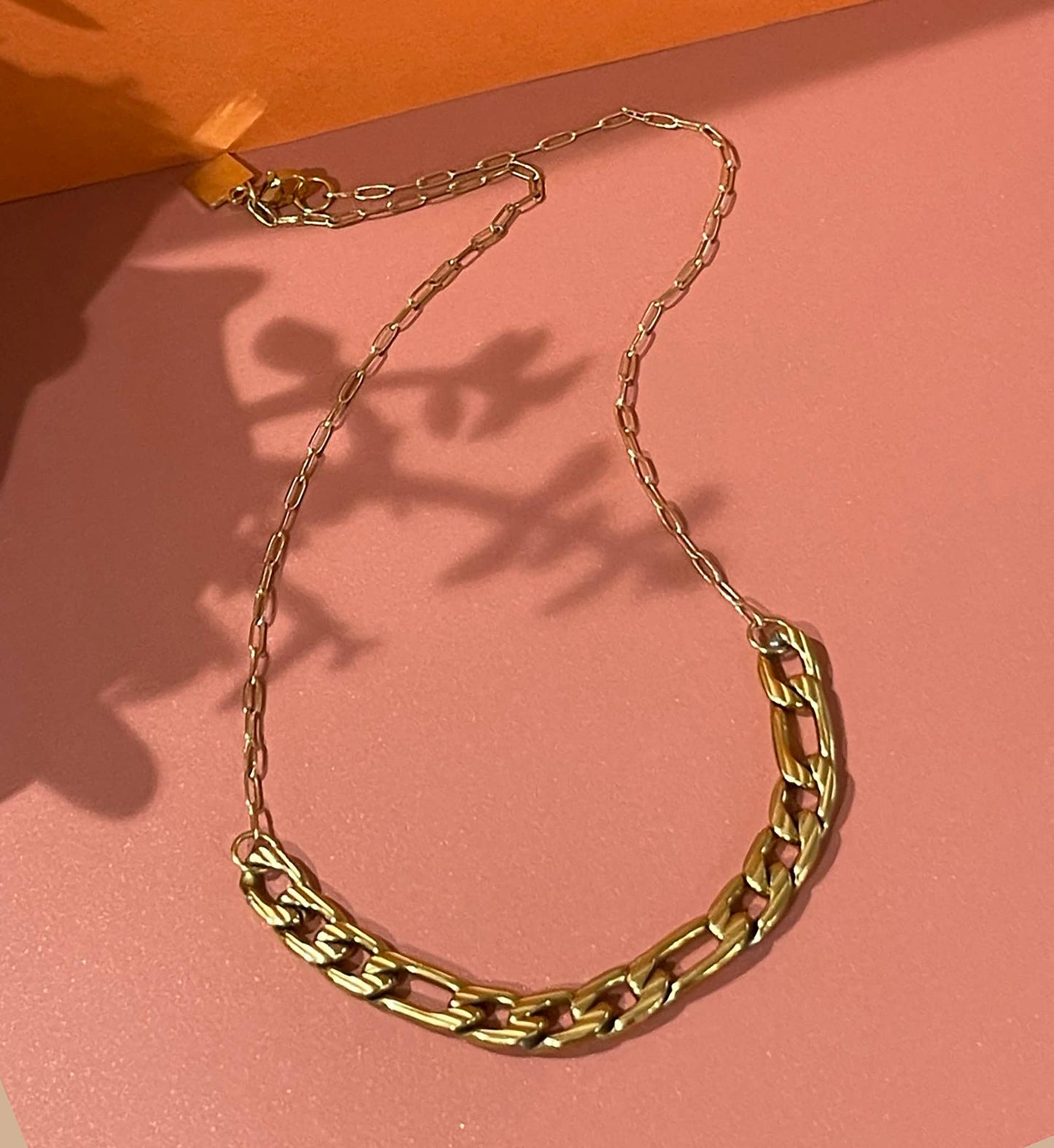 Sunday Girl | Cinzia paperclip and textured Cuban chain necklace