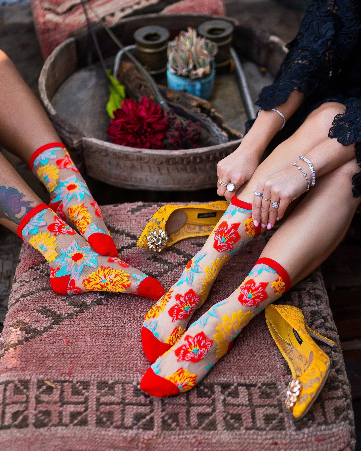 Sock Candy - Flower Power Sheer Crew Sock