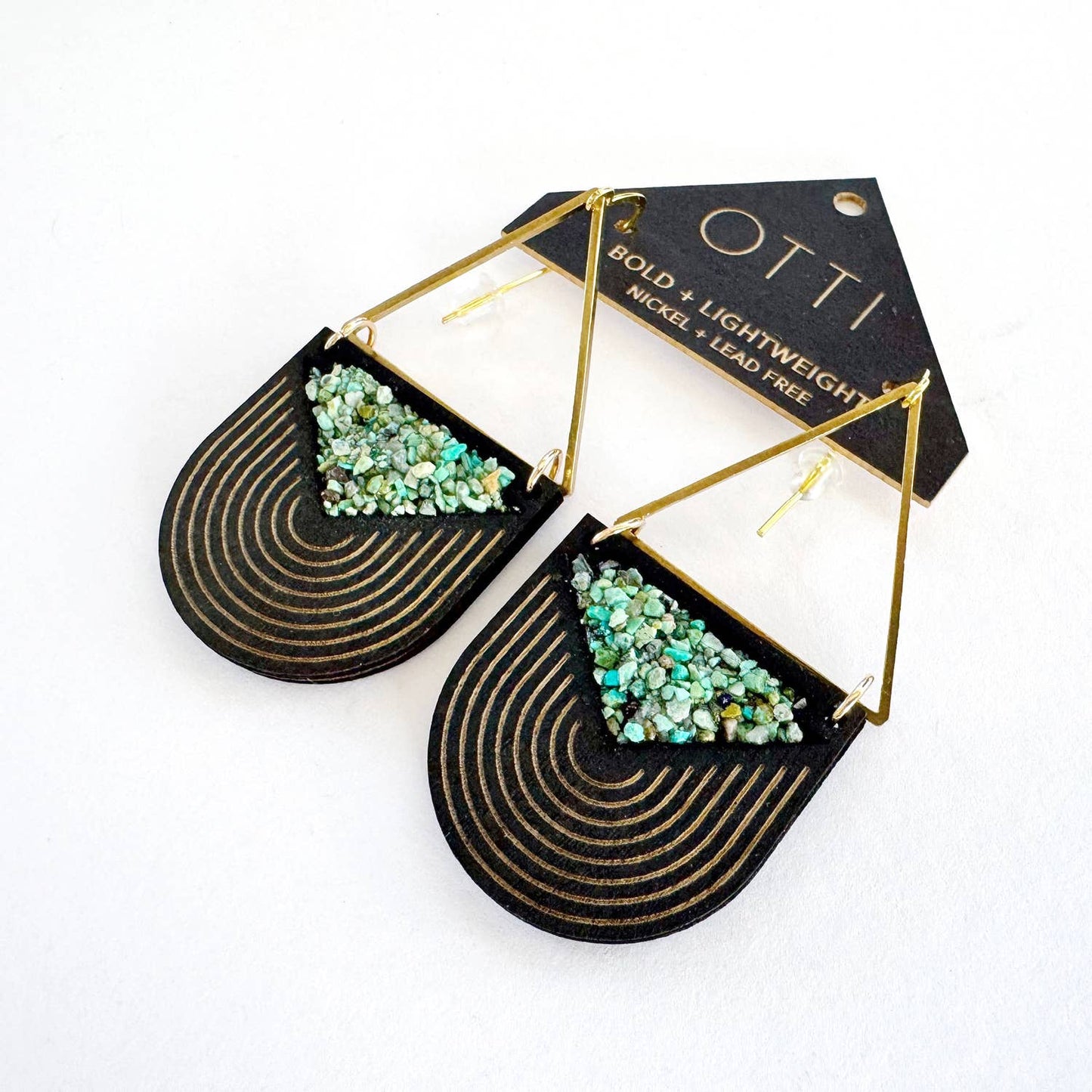 OTTI - Turquoise Inlay TRIANGLE Earrings: BIRCH