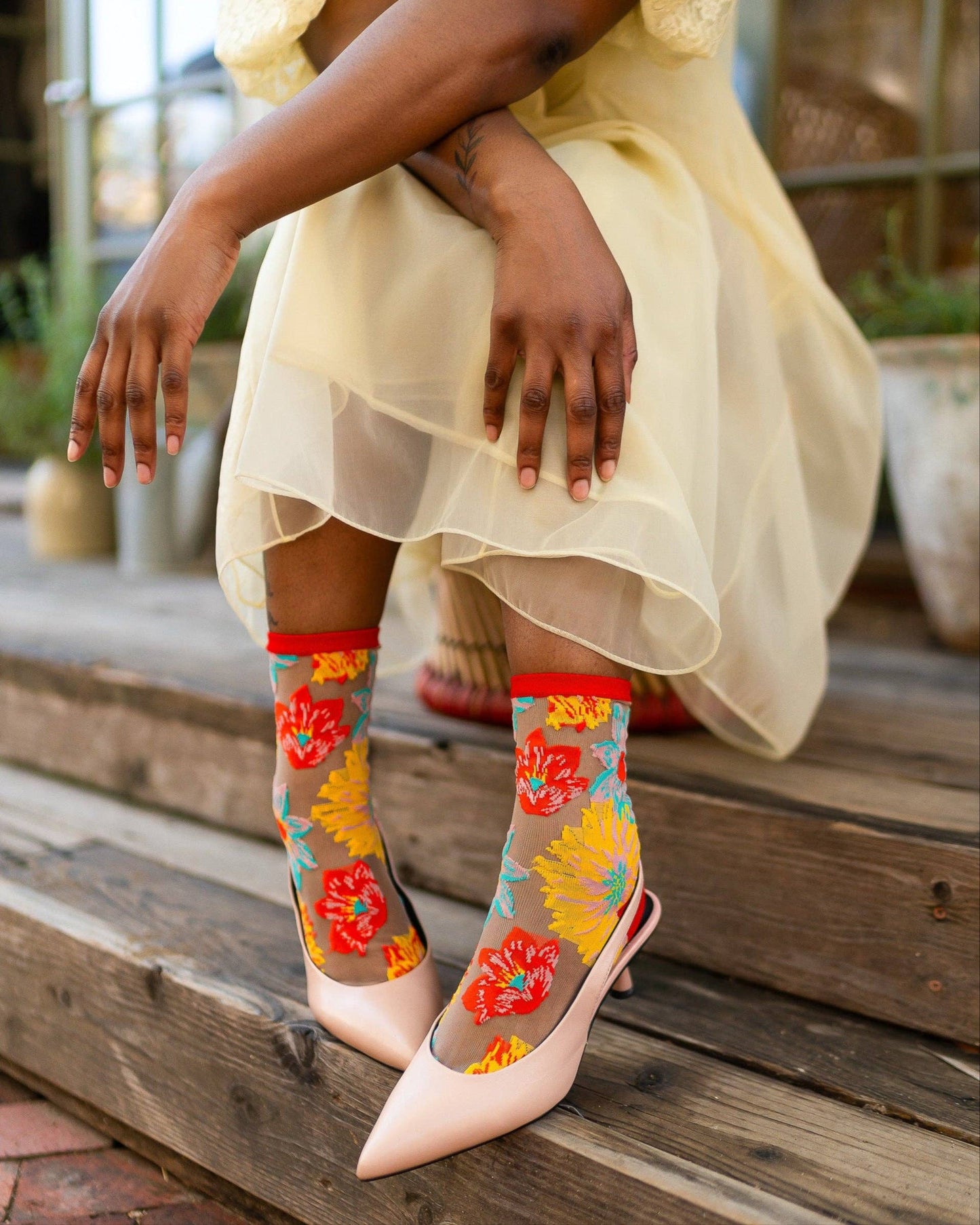 Sock Candy - Flower Power Sheer Crew Sock