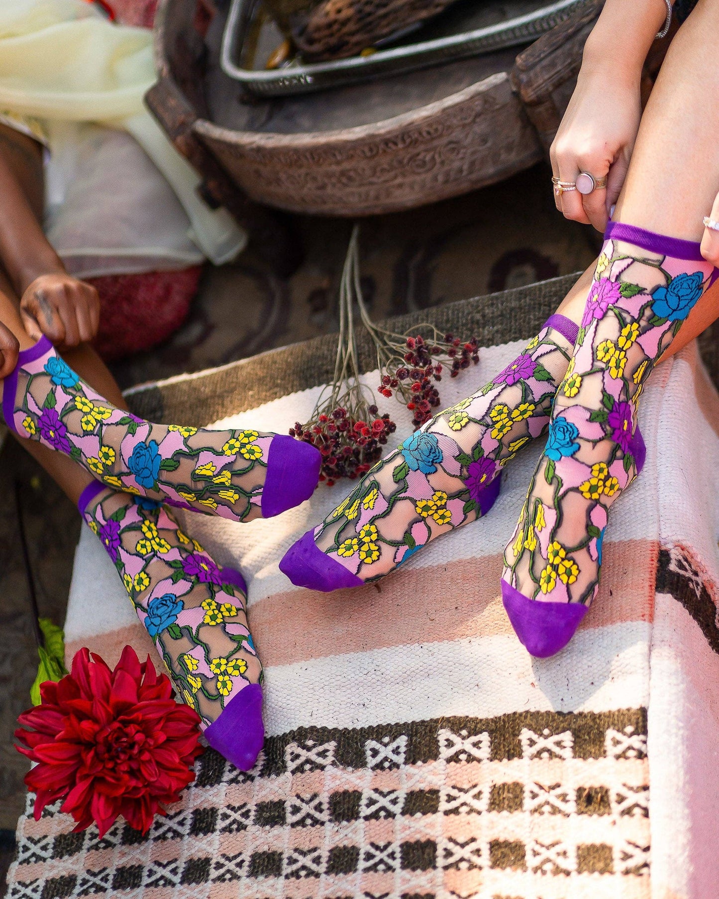 Sock Candy - Stain Glass Floral Sheer Crew Sock