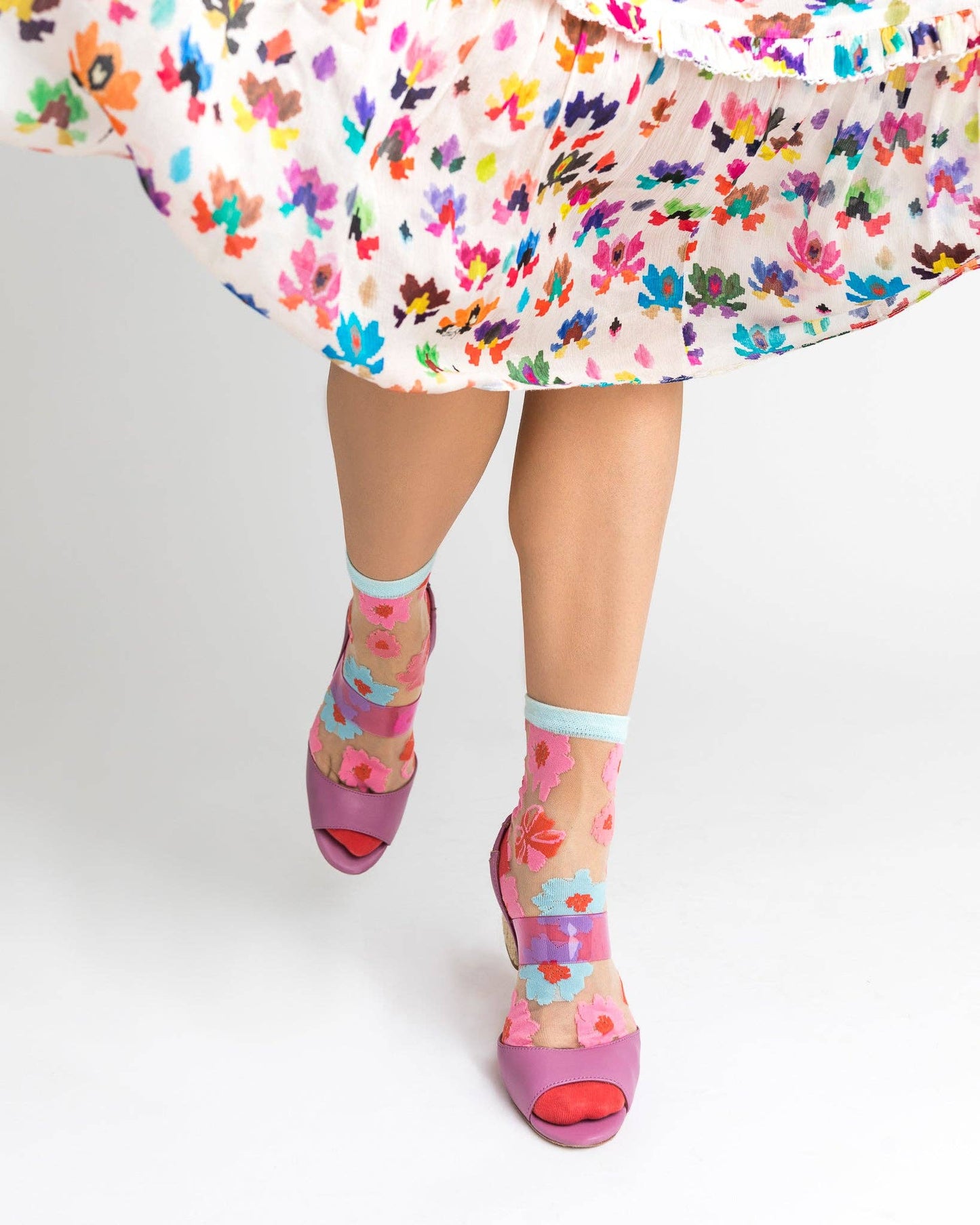 Sock Candy - Ribbon Roses Sheer Ankle Sock