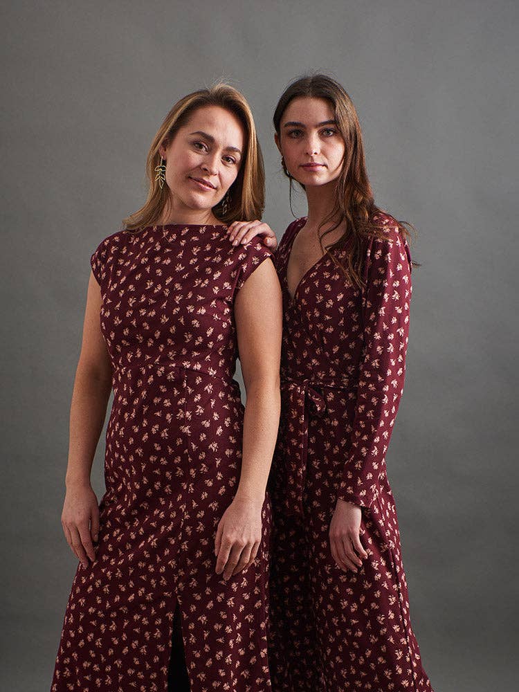 Mata Traders Rita Long Sleeve Jumpsuit Burgundy Bouquet