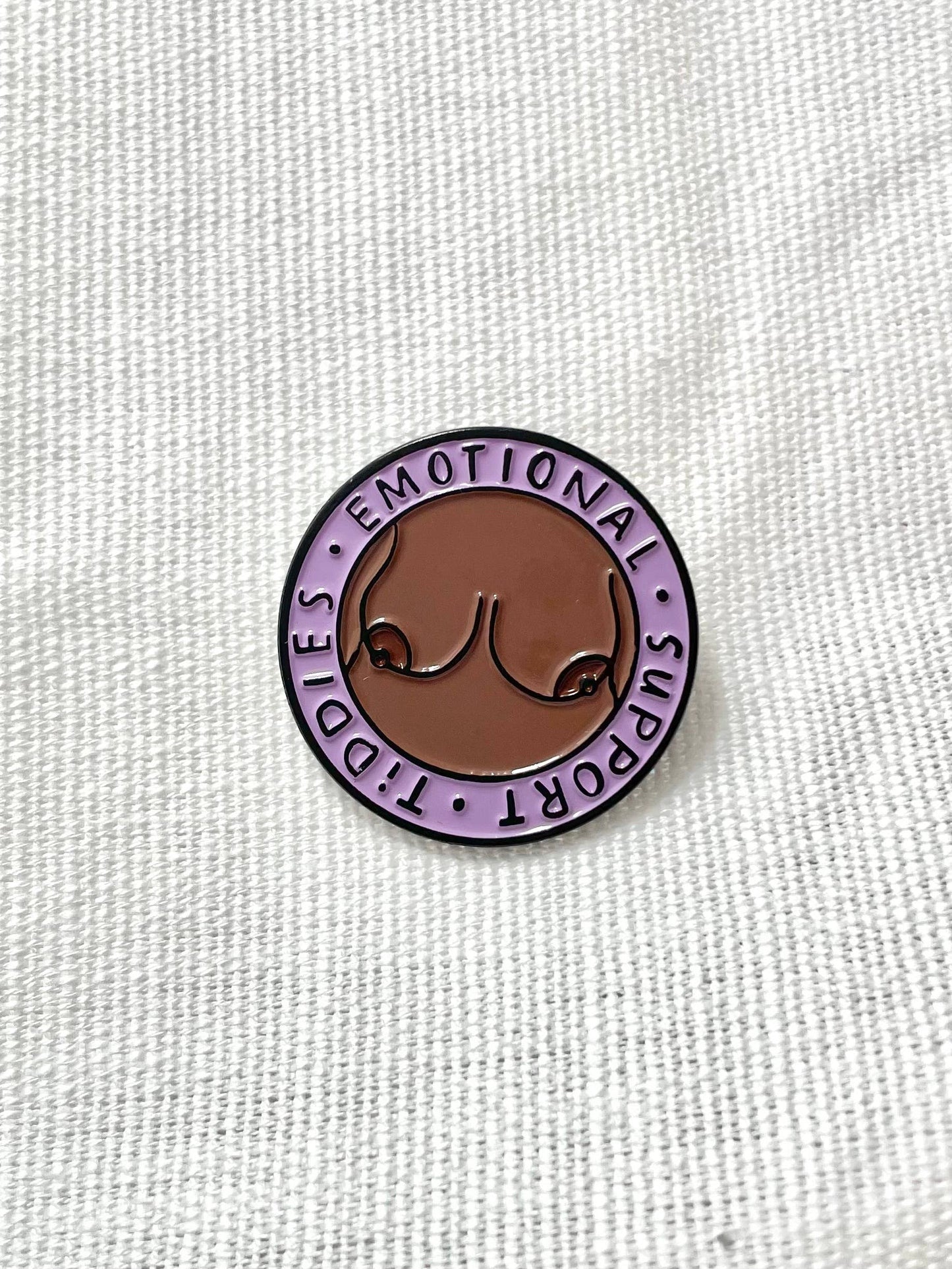 Anna Parade - Emotional Support Tiddies 1.25" soft enamel pin