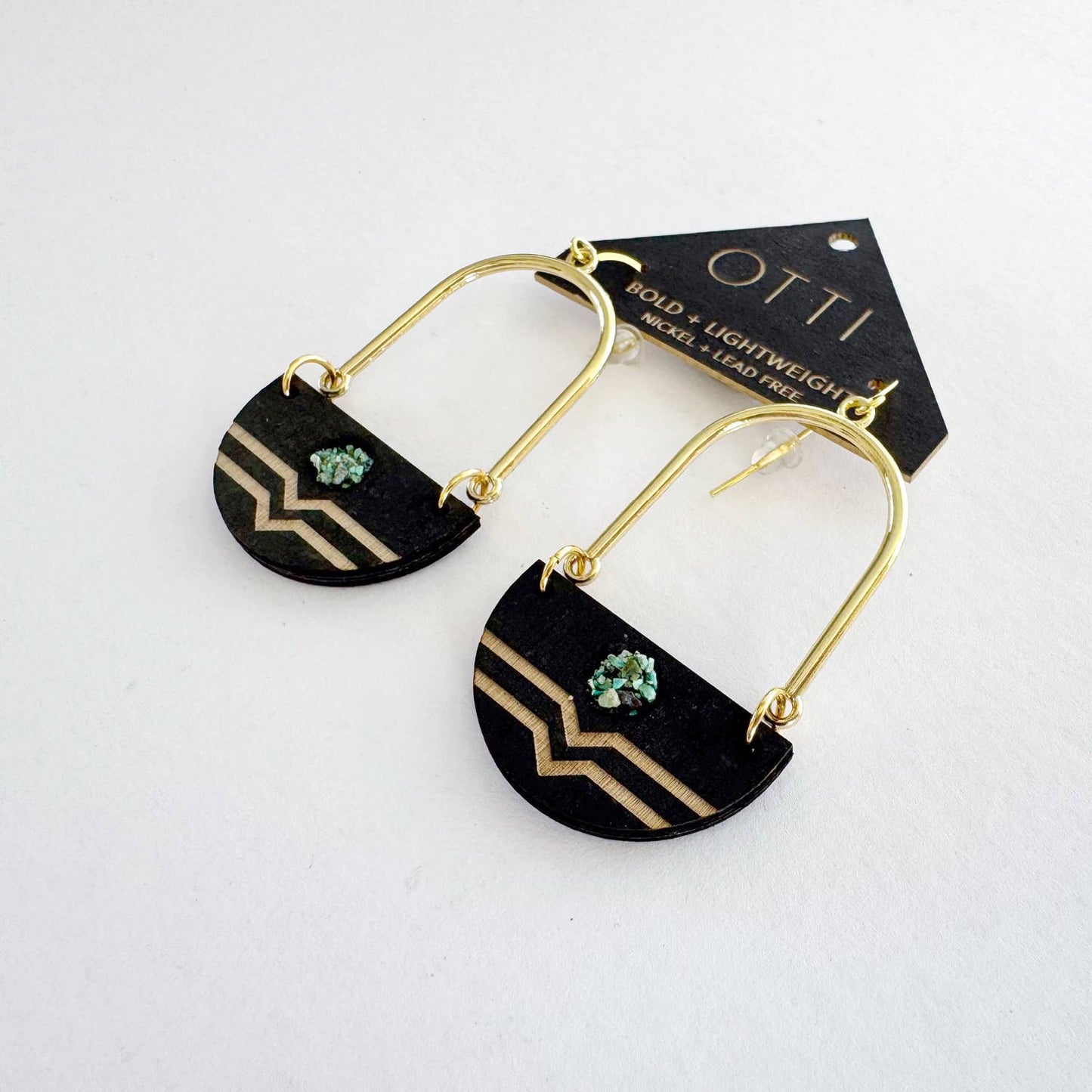 OTTI - Turquoise Inlay DROP Earring: BIRCH