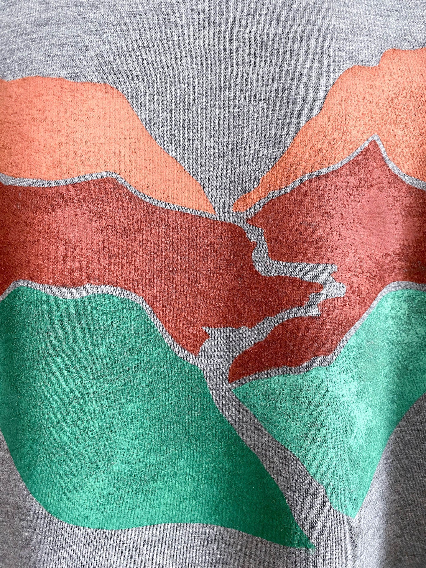 May and Mary Landscape Block Print Bamboo Gender Neutral T-Shirt - Gray