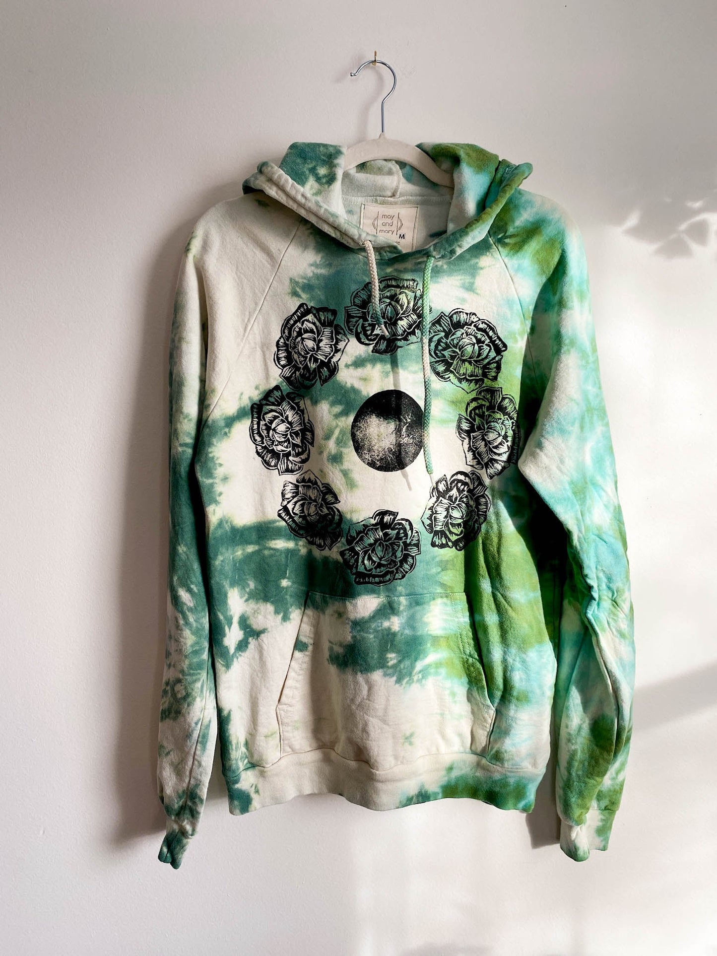 May and Mary Organic Cotton Tie Dye Hoodie with Peony Moon Print