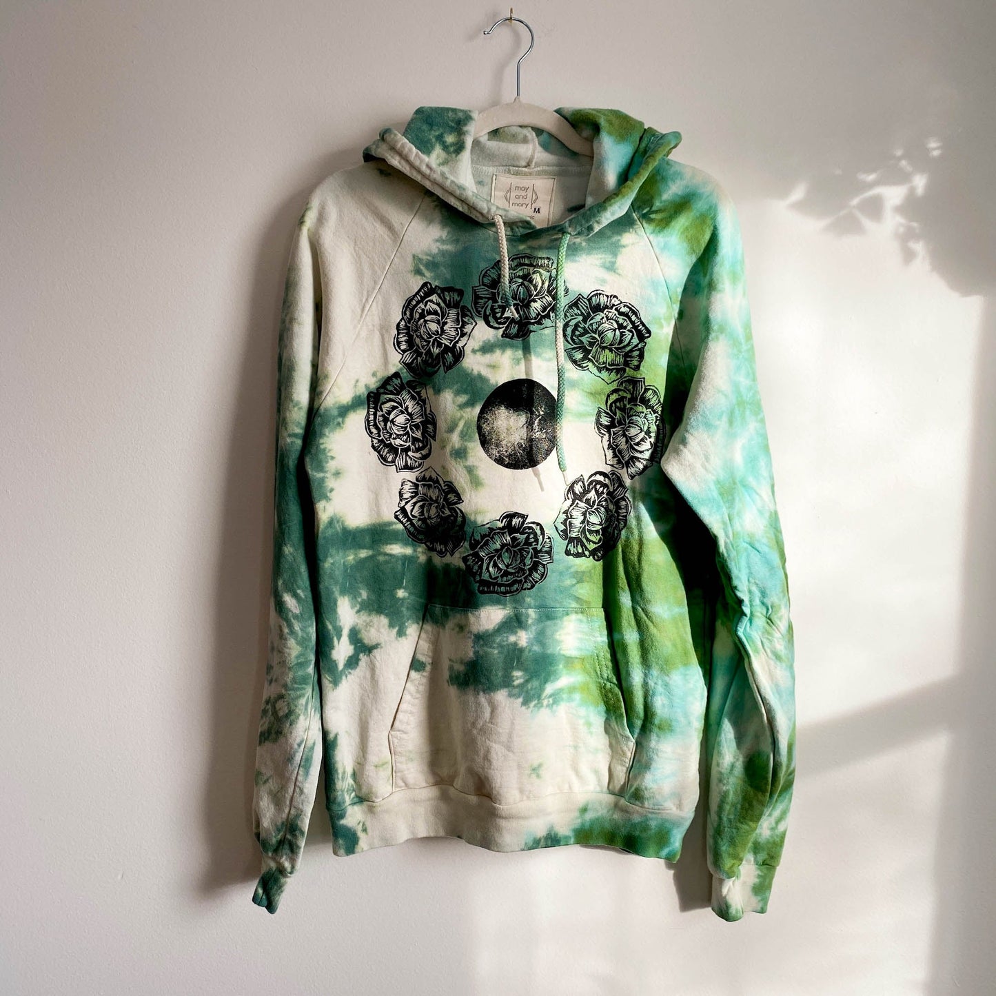 May and Mary Organic Cotton Tie Dye Hoodie with Peony Moon Print