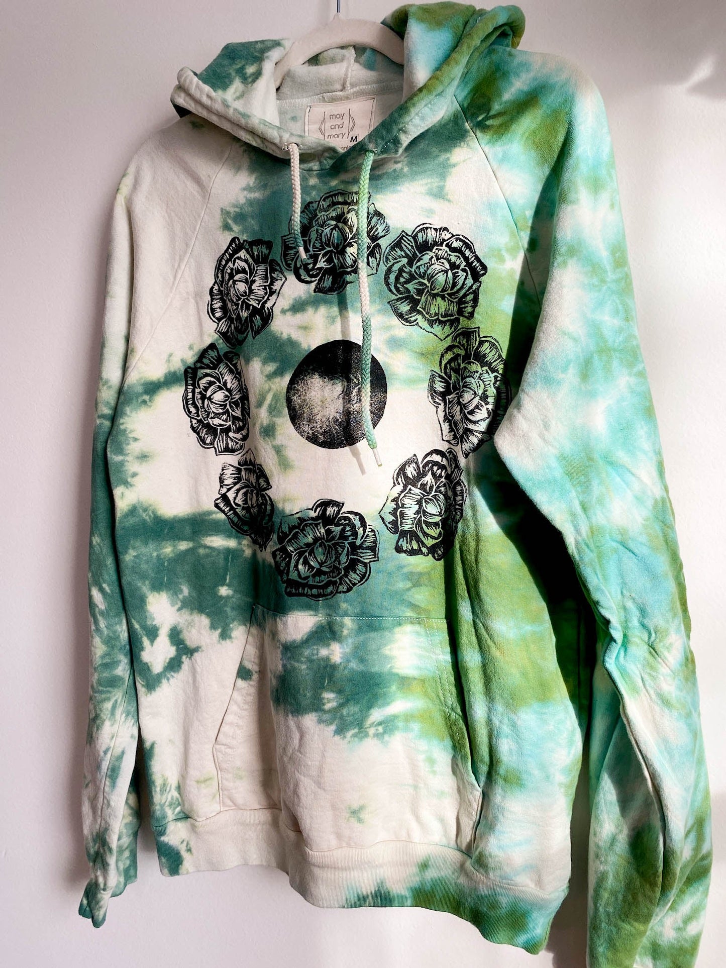 May and Mary Organic Cotton Tie Dye Hoodie with Peony Moon Print