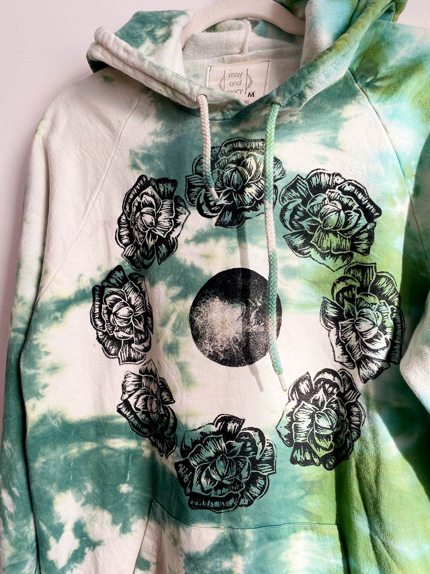 May and Mary Organic Cotton Tie Dye Hoodie with Peony Moon Print