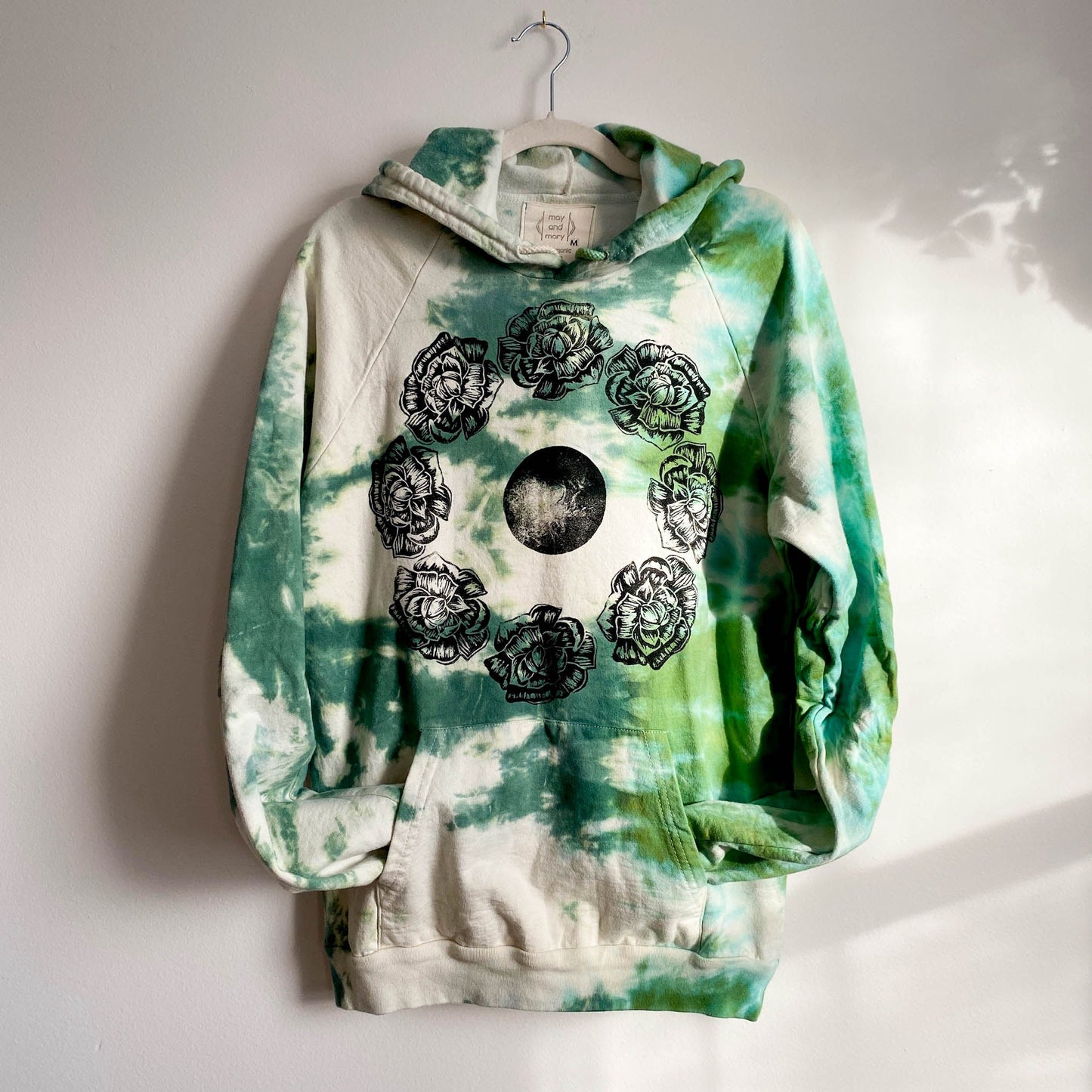 May and Mary Organic Cotton Tie Dye Hoodie with Peony Moon Print