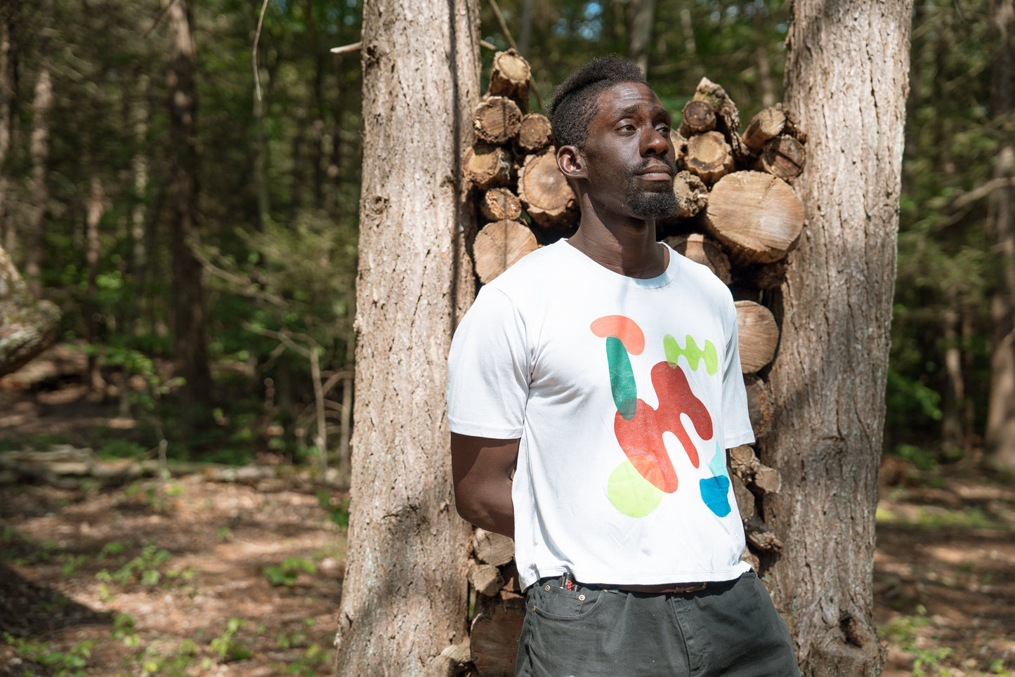 May and Mary Shapes Block Printed Bamboo Crop Top