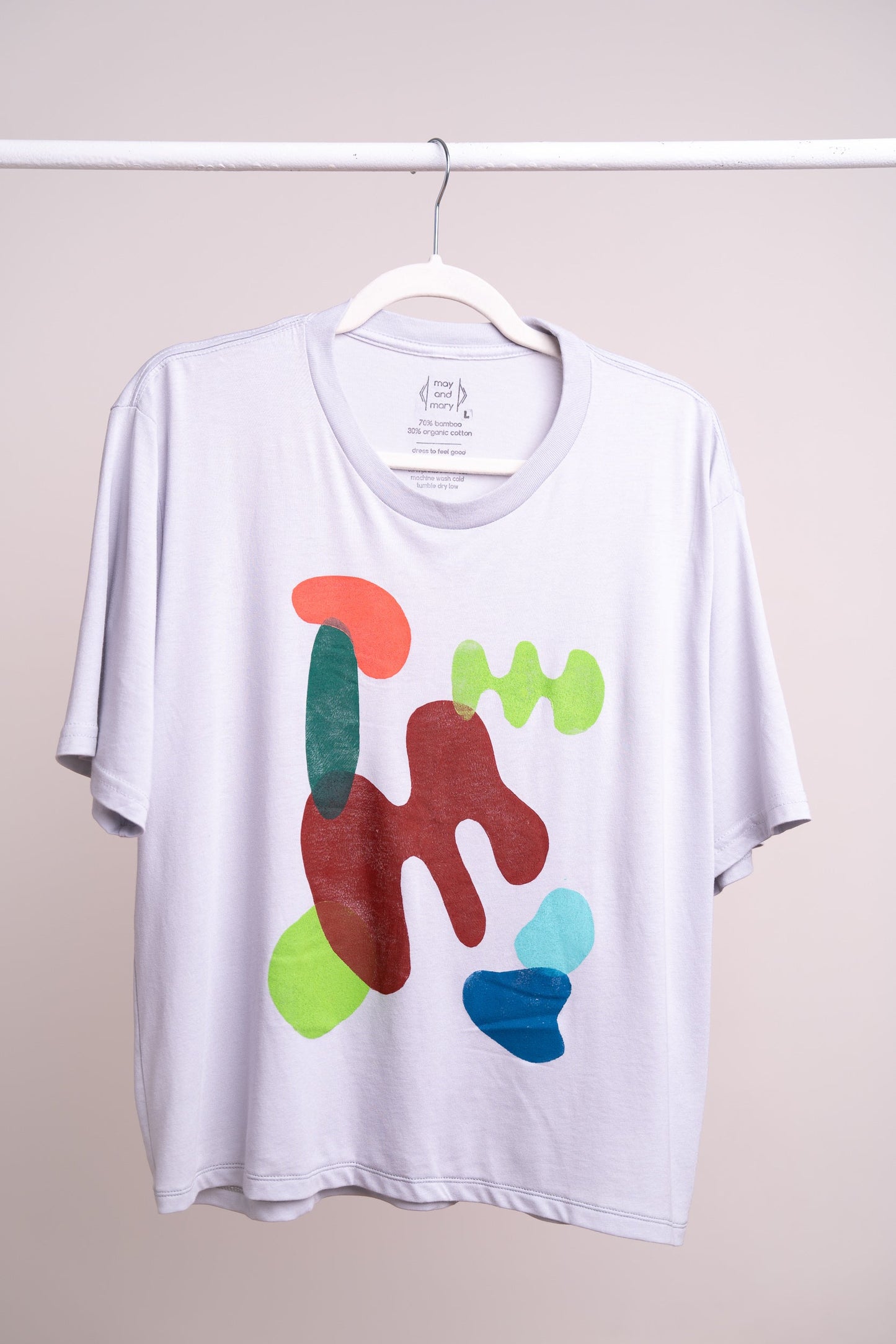 May and Mary Shapes Block Printed Bamboo Crop Top