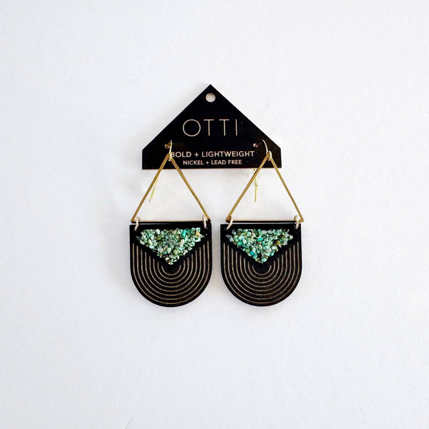 OTTI - Turquoise Inlay TRIANGLE Earrings: BIRCH