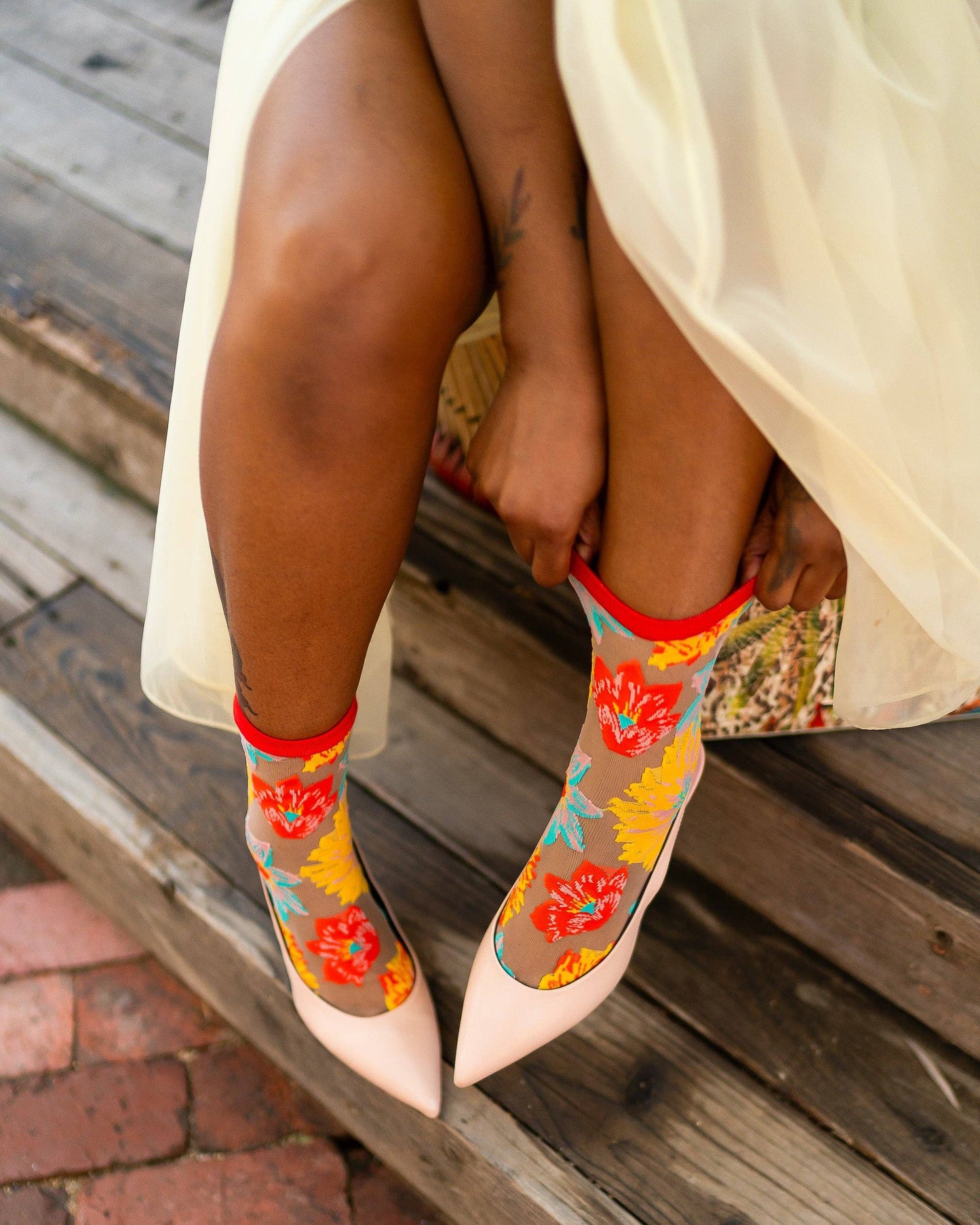 Sock Candy - Flower Power Sheer Crew Sock