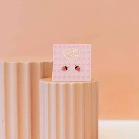 Jenny Lemons Strawberry Enamel Earrings