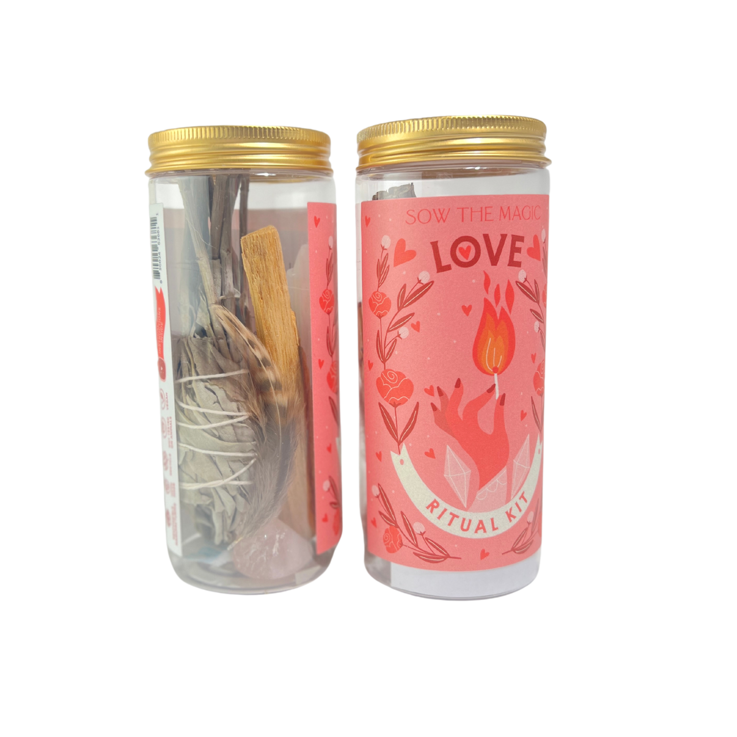 Sow the Magic Love Ritual Kit Jar with Rose Quartz, Palo Santo + Sage