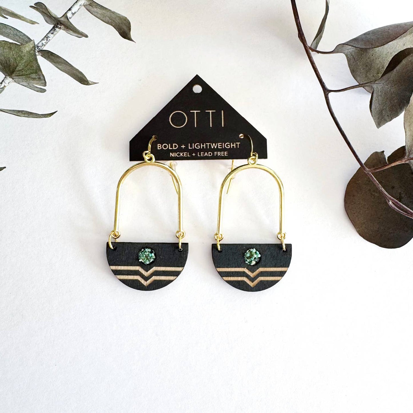 OTTI - Turquoise Inlay DROP Earring: BIRCH