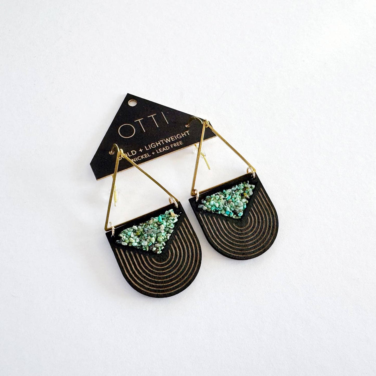 OTTI - Turquoise Inlay TRIANGLE Earrings: BIRCH