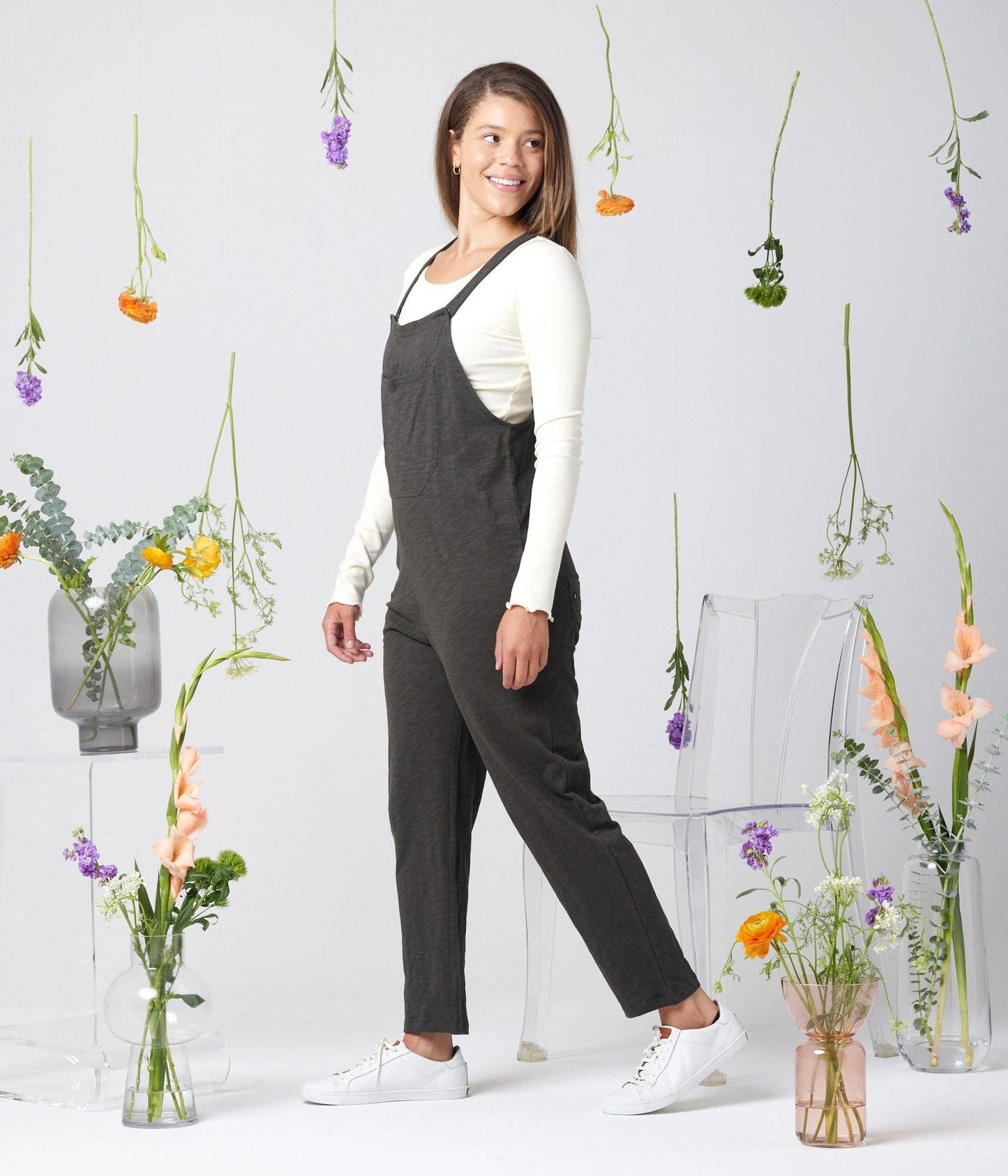 Rhythm Adjustable Overall: Retro Floral / 2XL