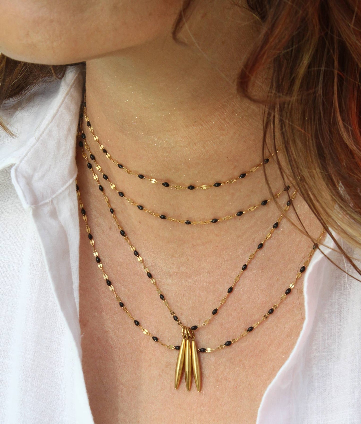 Sunday Girl - Black Dots layering chain necklace