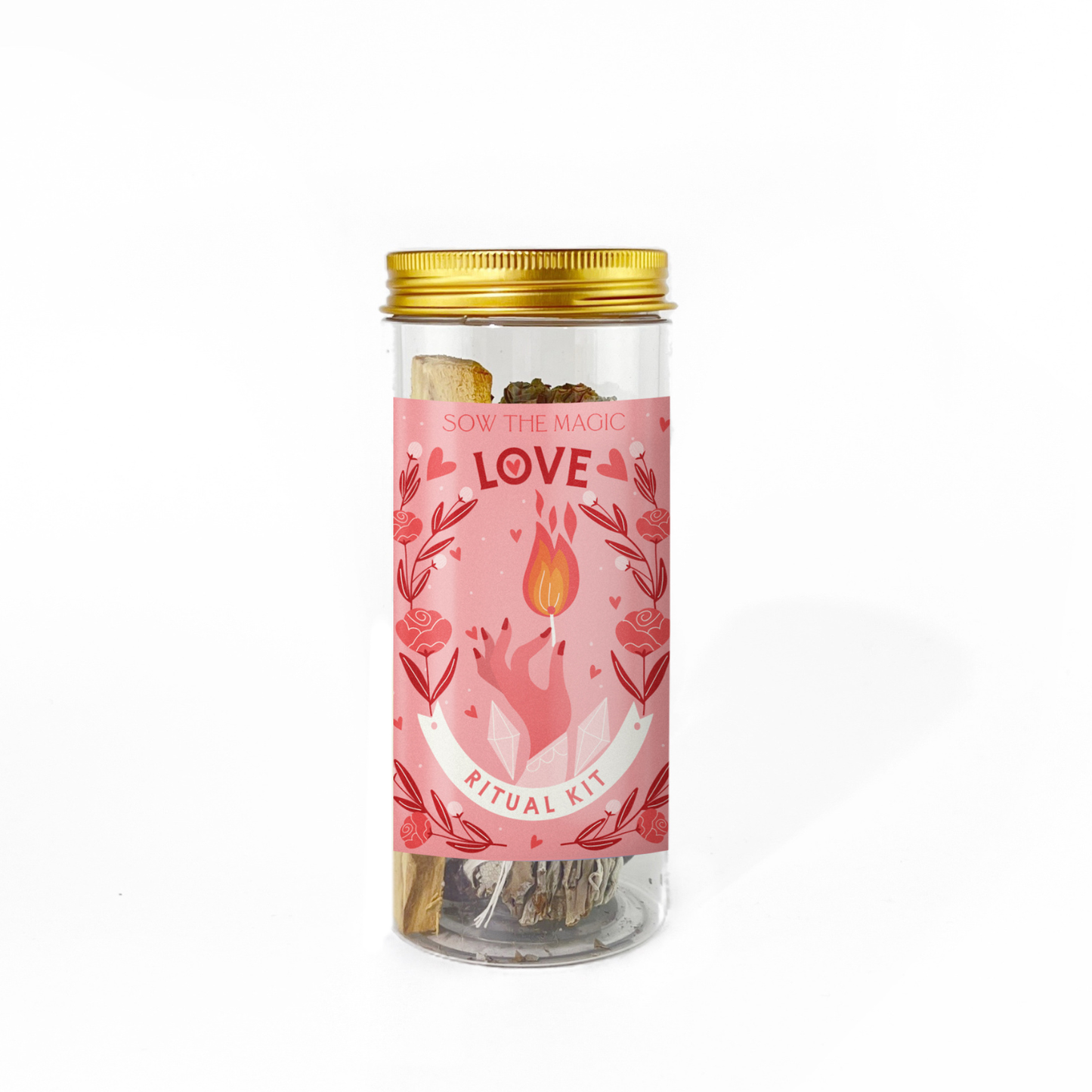 Sow the Magic Love Ritual Kit Jar with Rose Quartz, Palo Santo + Sage
