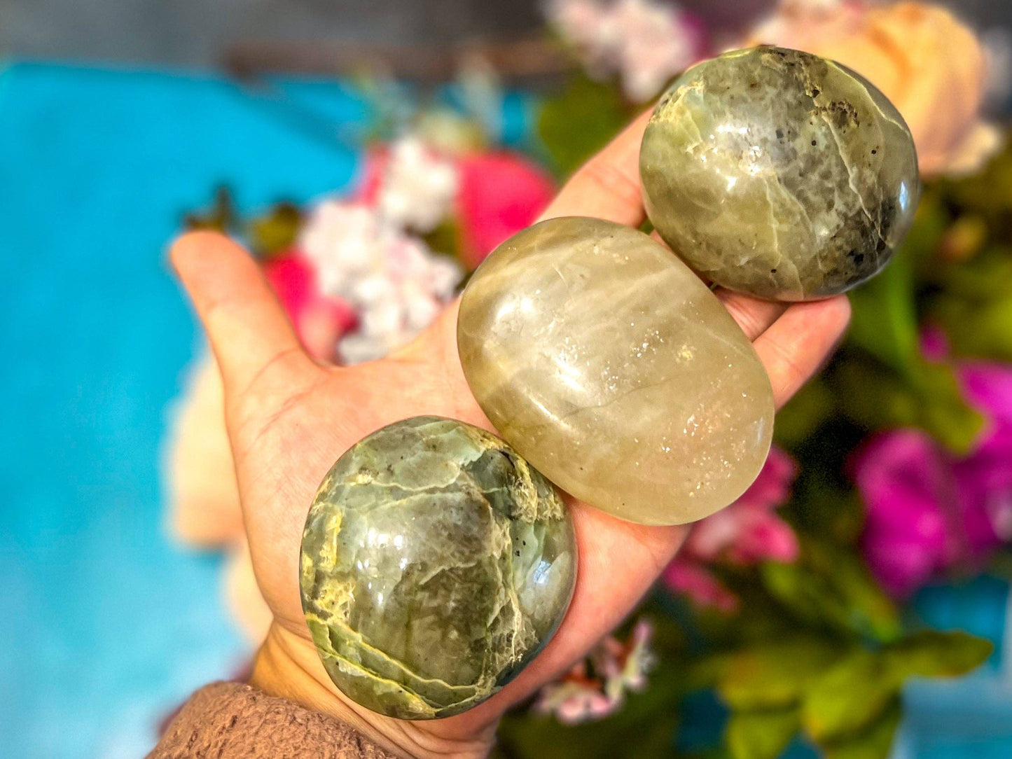 Mandala Gems Garnierite Palmstones, Ethically Sourced Crystals