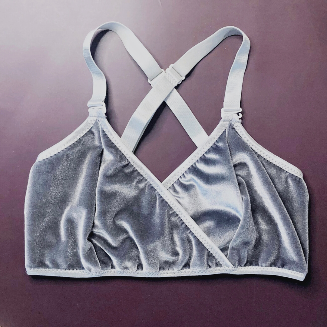 Purple Velvet Bralette // purple velour top, wrap bra, comfort
