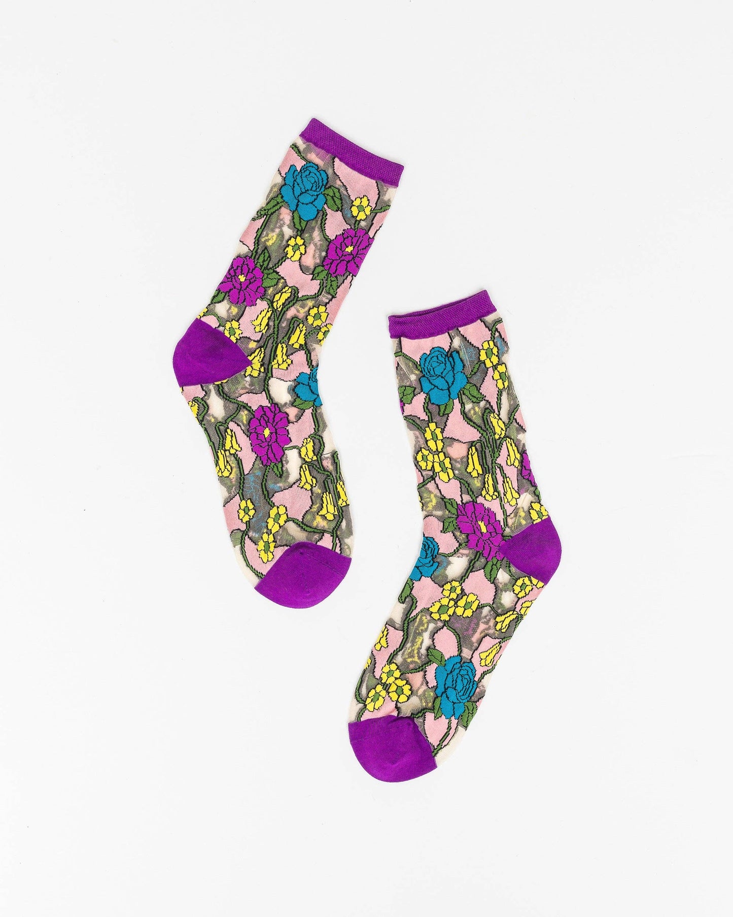 Sock Candy - Stain Glass Floral Sheer Crew Sock