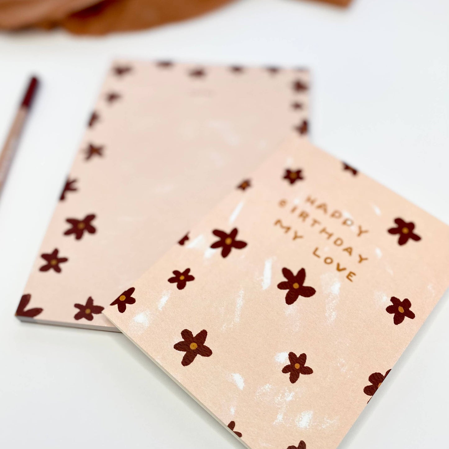 Maija Rebecca Handdrawn Maroon Flowers Notepad