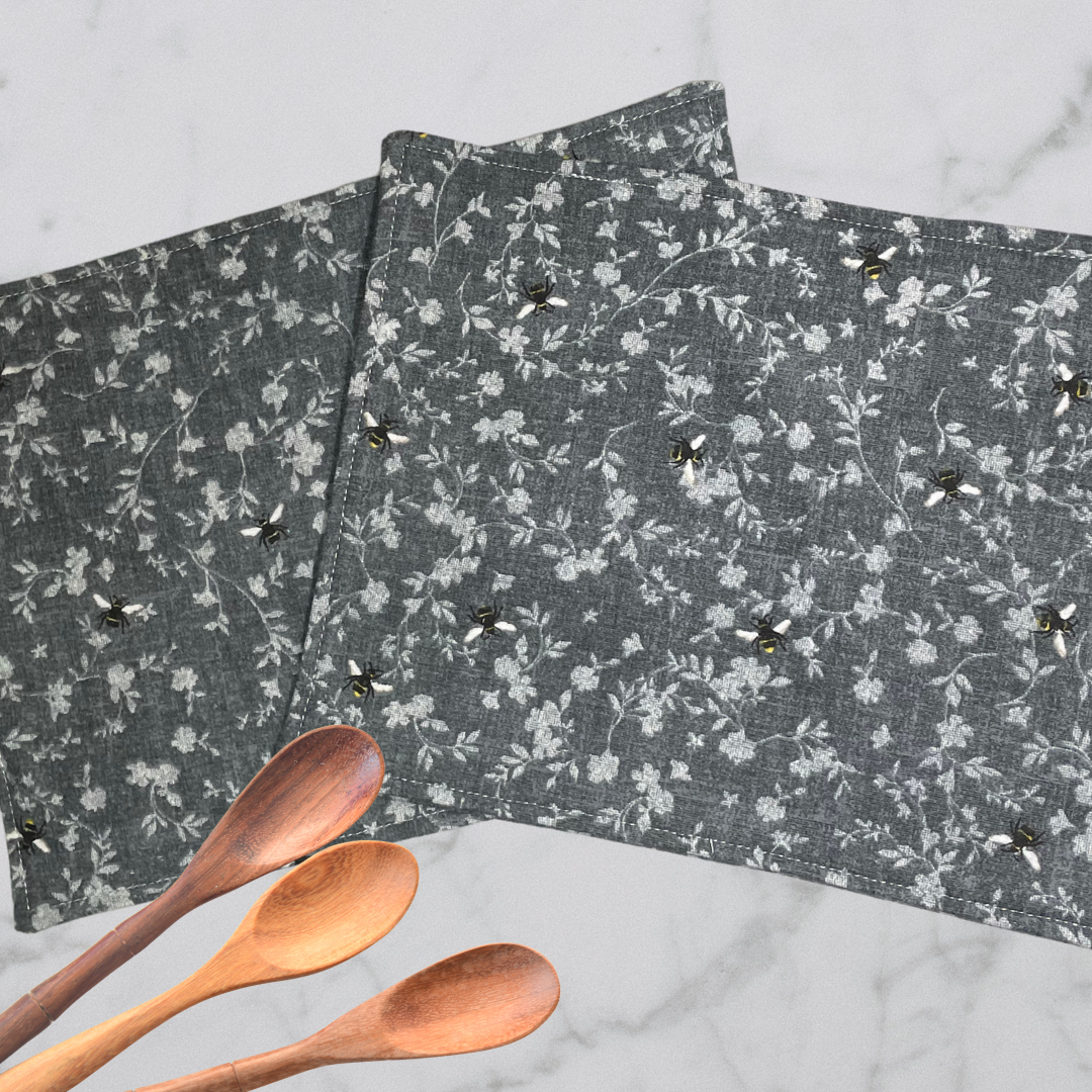Reusable Paper Towels - Grey Bees