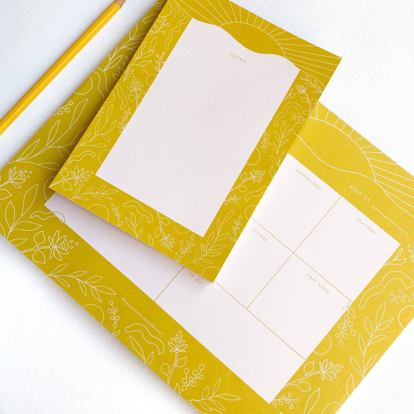 Maija Rebecca Handdrawn Golden Sun Weekly Planner Pad