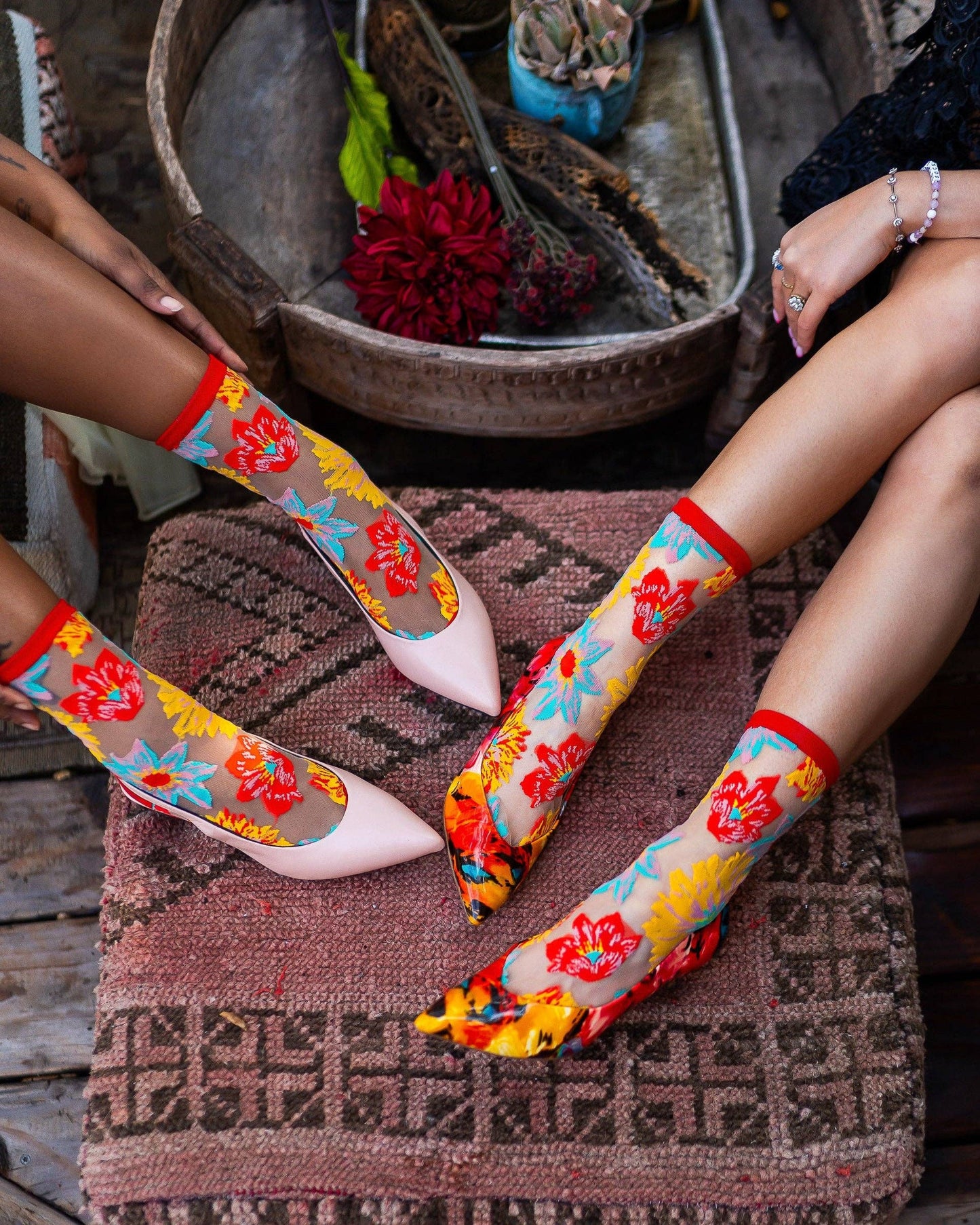 Sock Candy - Flower Power Sheer Crew Sock