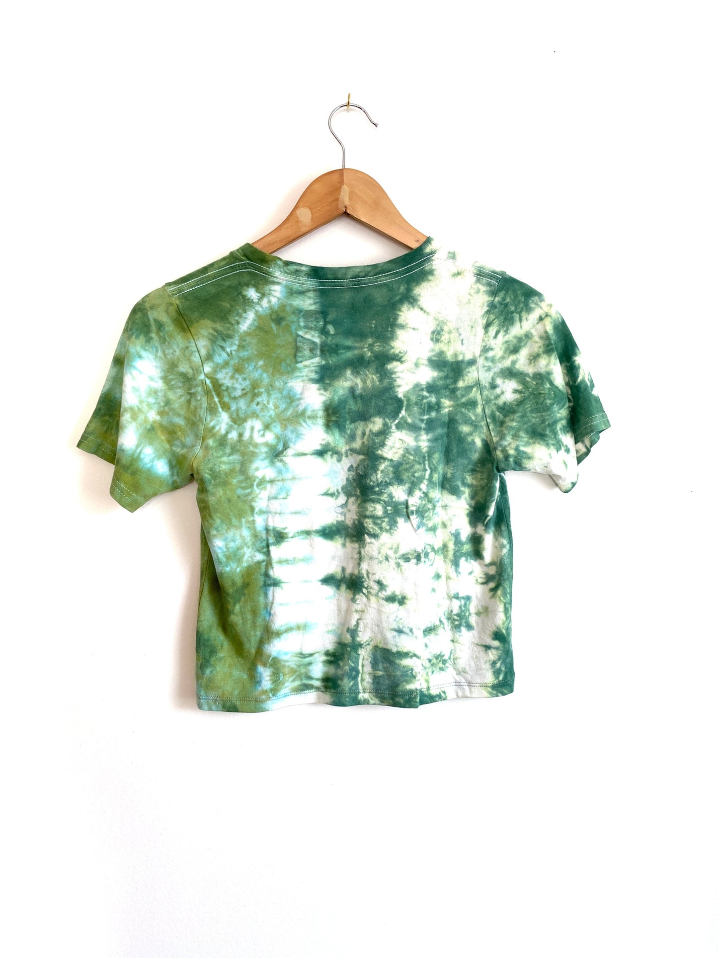 May and Mary Mushroom Print on Green Tie Dye Crop Top - XS