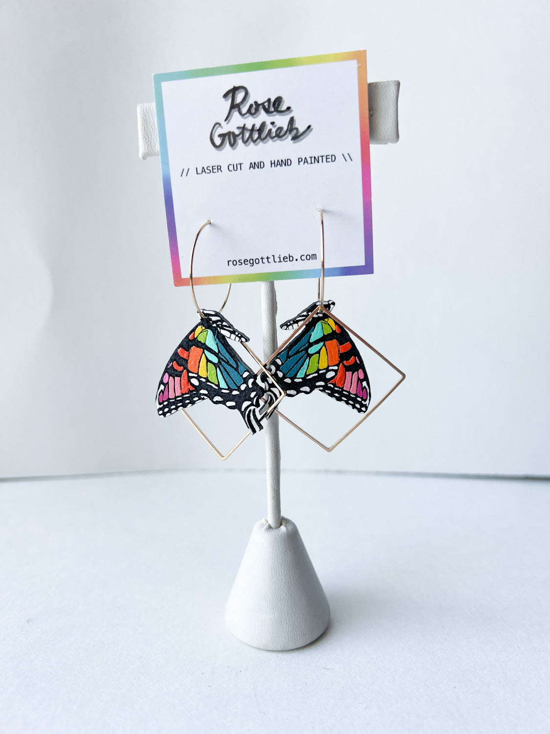 Rose Gottlieb Earrings - small rainbow swallowtails with diamonds