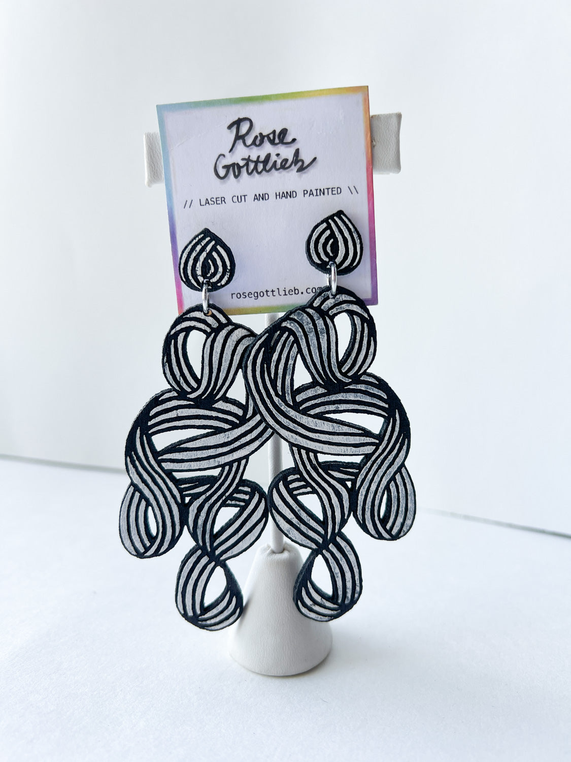 Rose Gottlieb Earrings - medium swirly studs - black and white