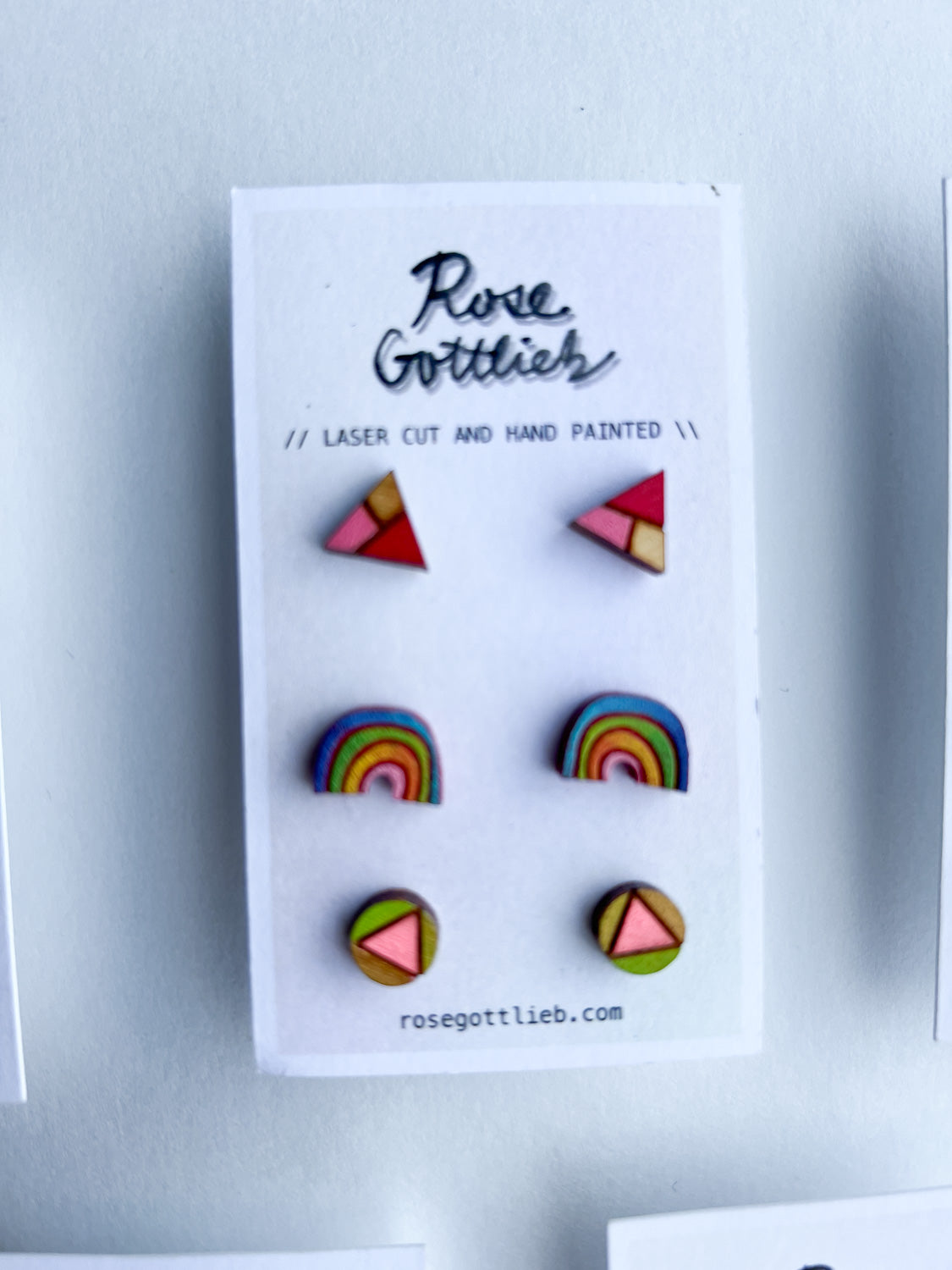 Rose Gottlieb Earrings - stud set - triangle, rainbow, circle*