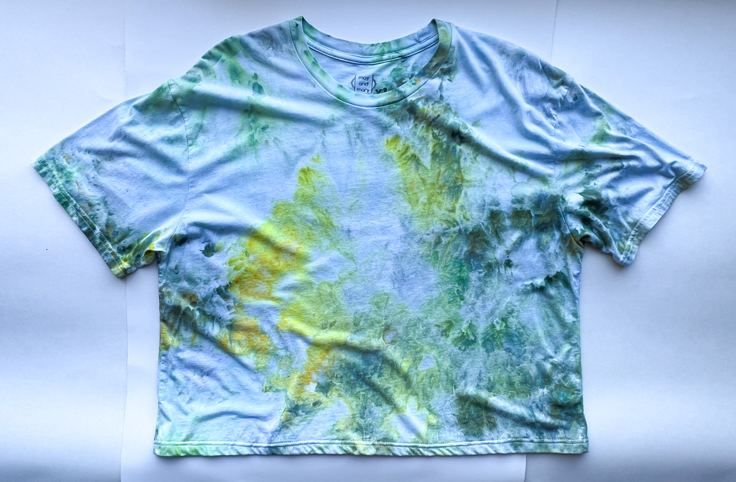 Hand Dyed and Block Printed Moss Bamboo Crop Top