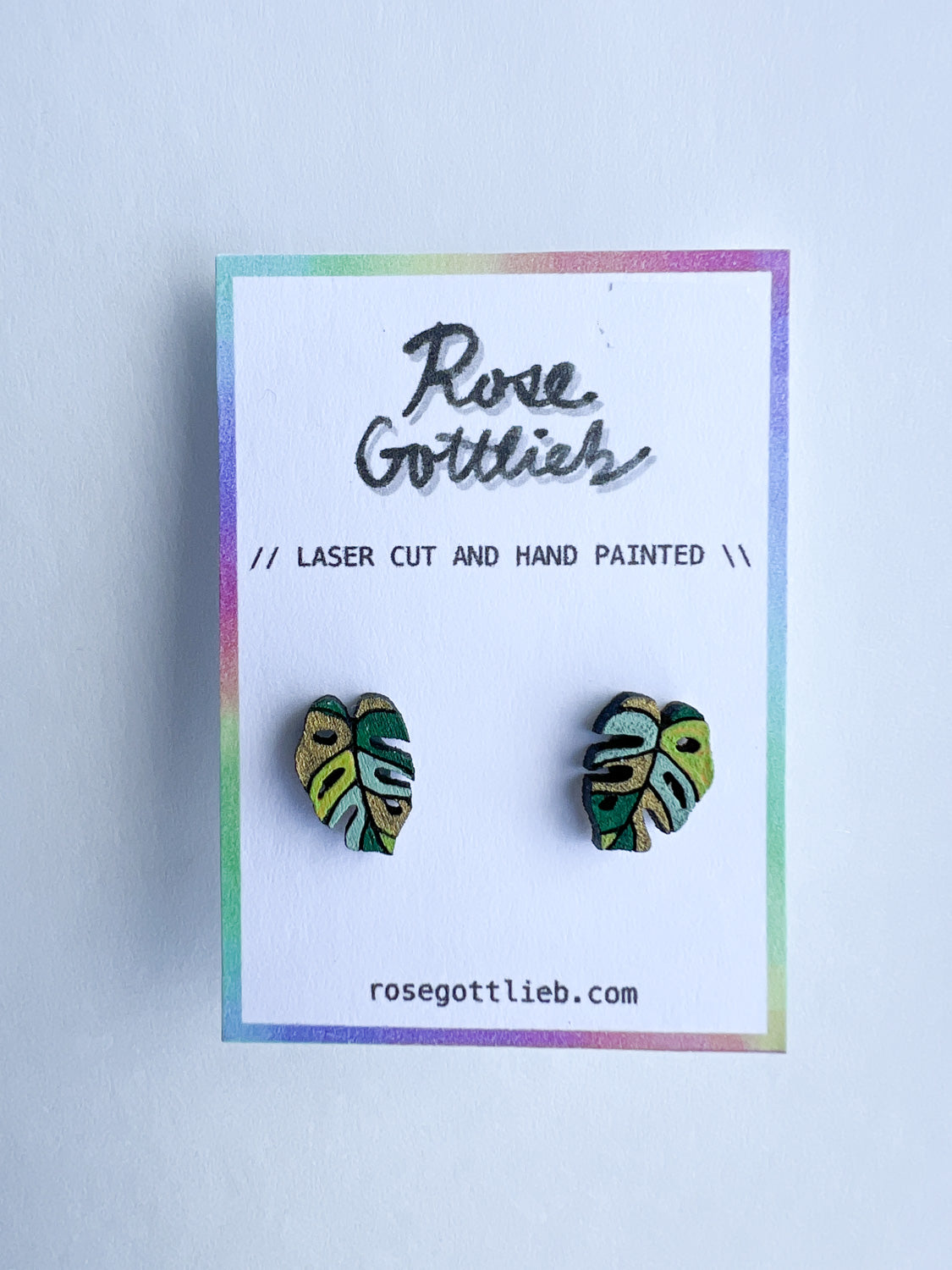 Rose Gottlieb Earrings - monstera leaf gold