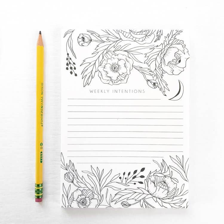 Maija Rebecca Handdrawn Poppy Dreams Weekly Intentions Notepad