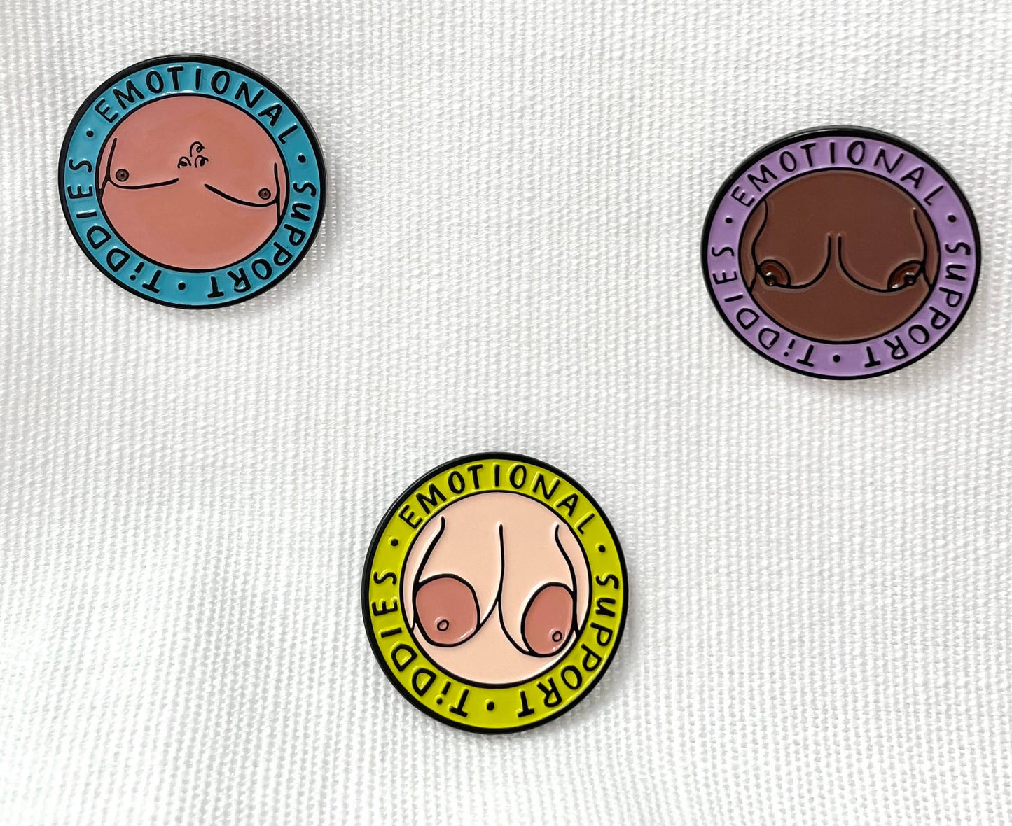 Anna Parade - Emotional Support Tiddies 1.25" soft enamel pin